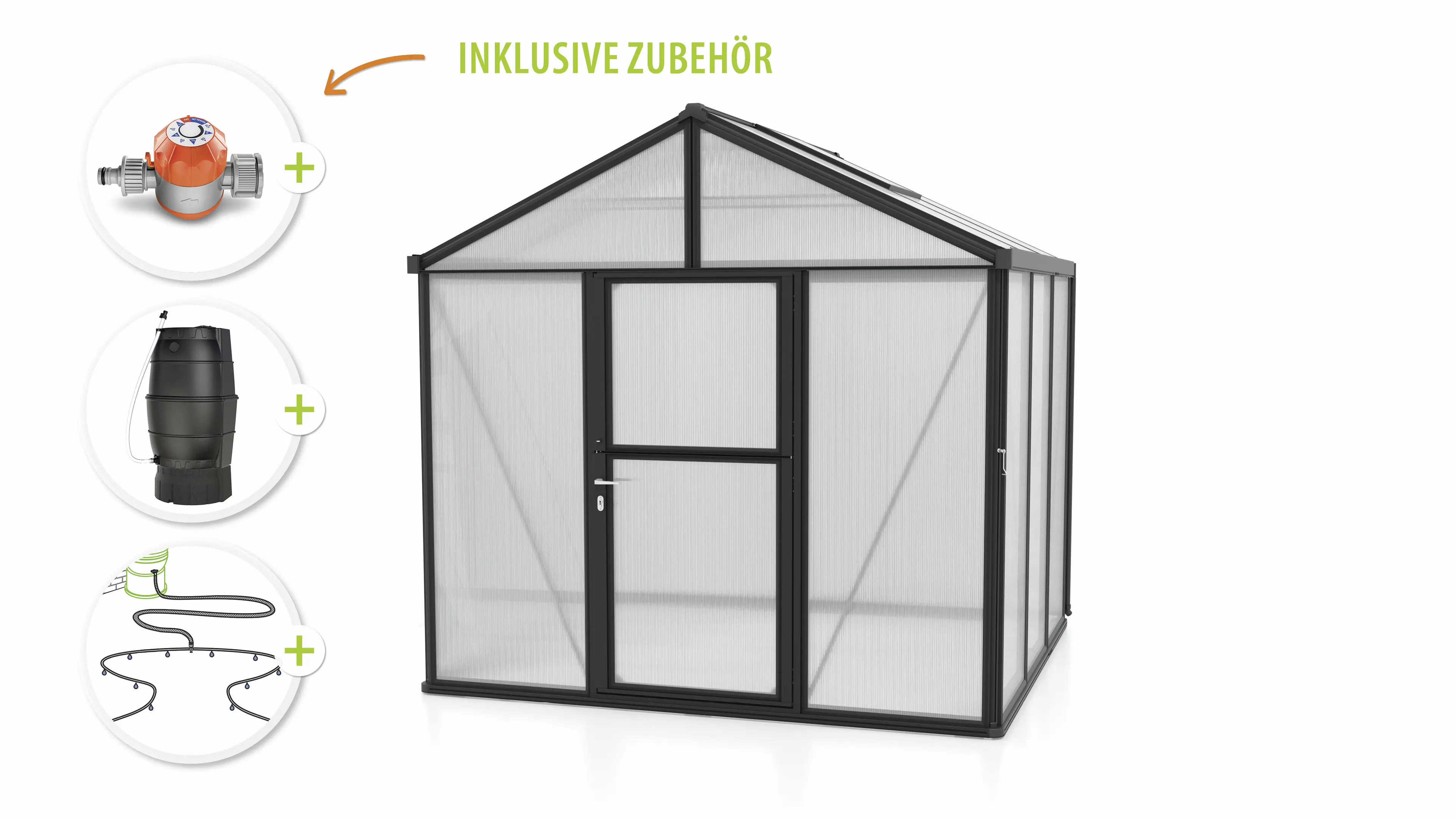 Vitavia Gewächshaus-Set Zeus 6200 HKP 16 mm schwarz 266 x 249 cm 