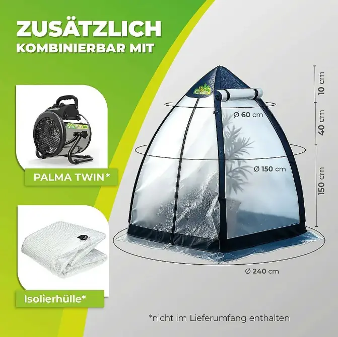 Biogreen Überwinterungszelt "Tropical Island Breeze L" für Pflanzen H 200 x Ø 240 cm