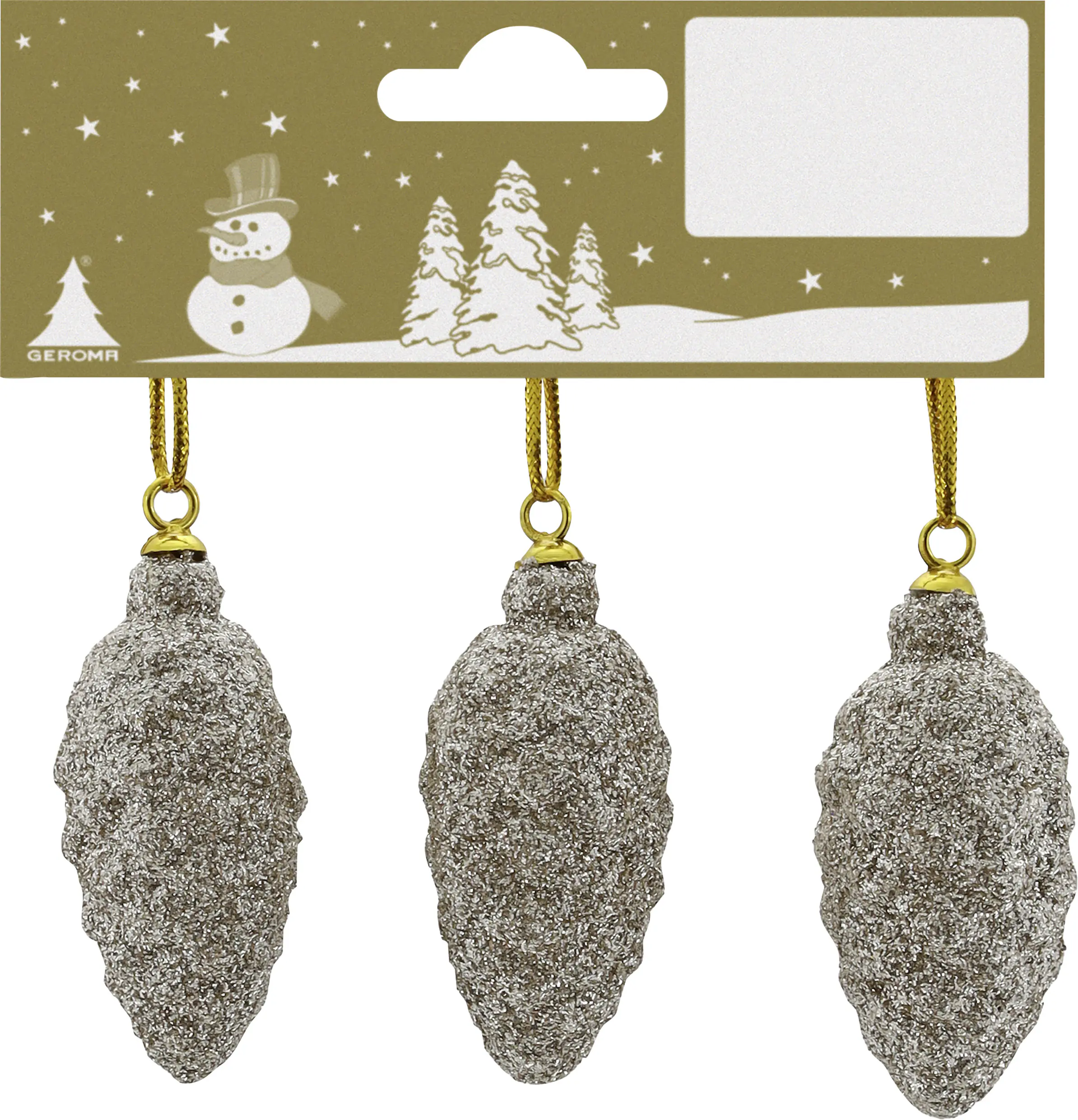 Weihnachtsanhänger Tannenzapfen aus Kunststoff 6 cm champagner - 3 Stück