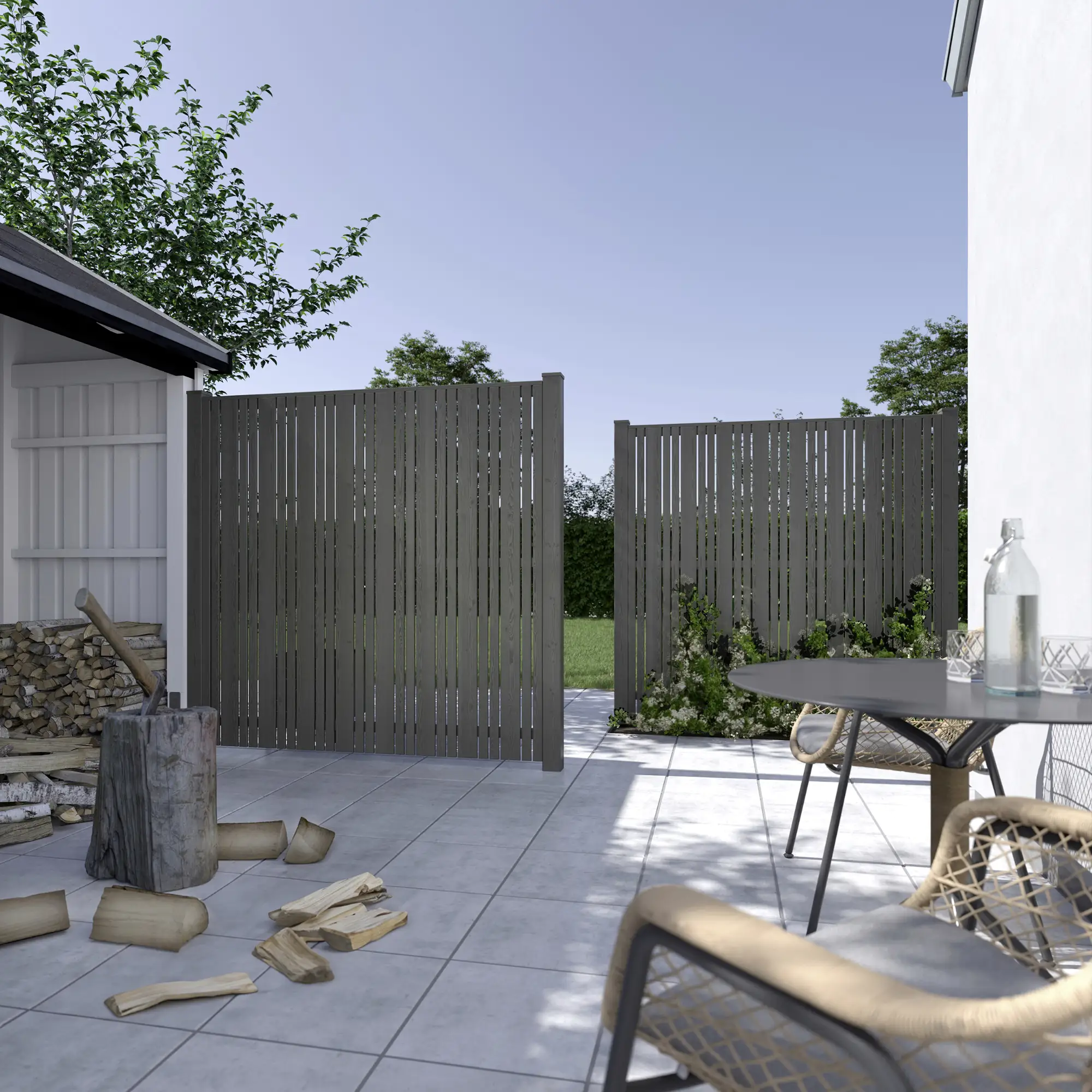 Plus Zaun Tangent 180 x 180 cm umbragrau fungizidbehandelt