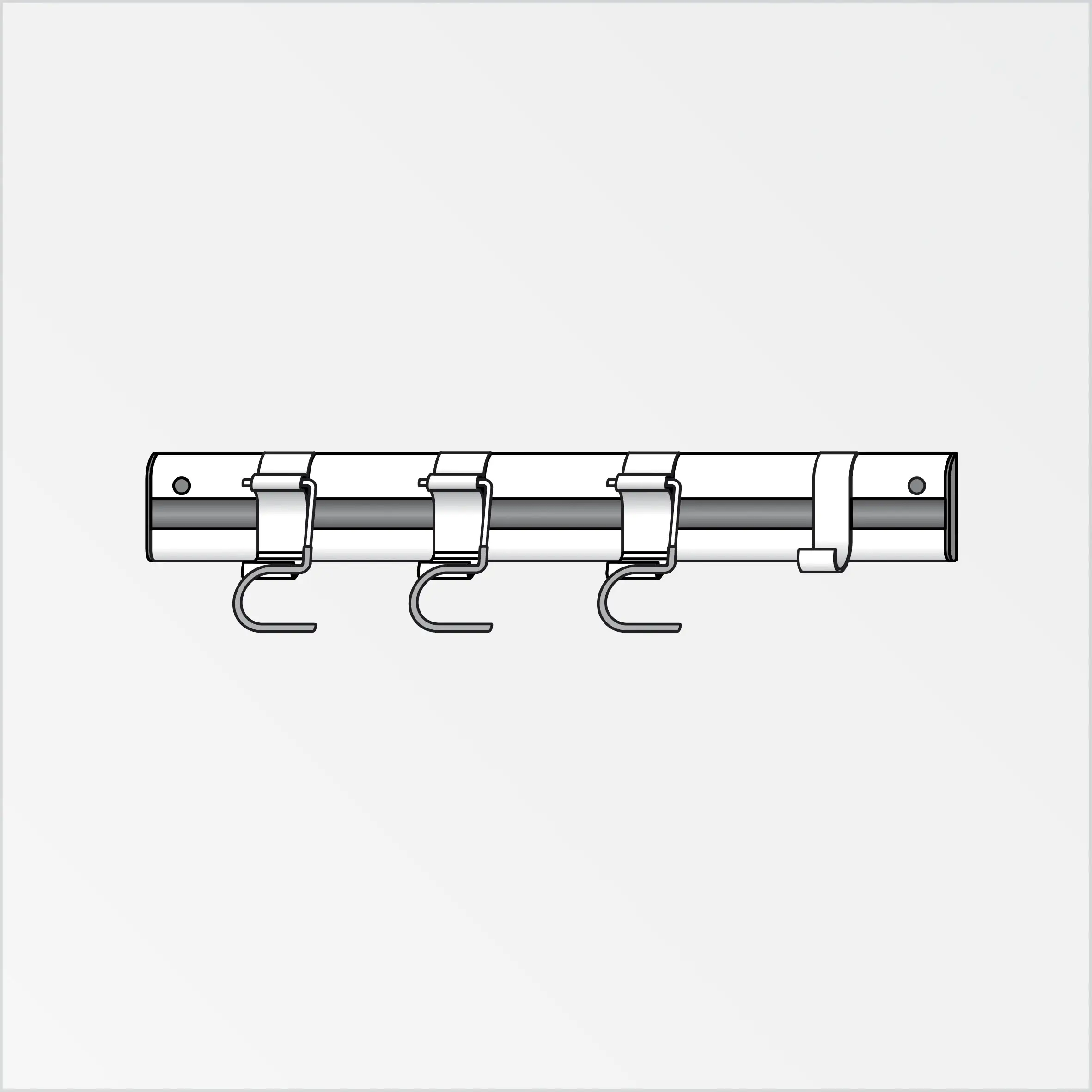 coaxis Gerätehalter mit coaxis®-Profil, 500 mm Aluminium rot gummiert