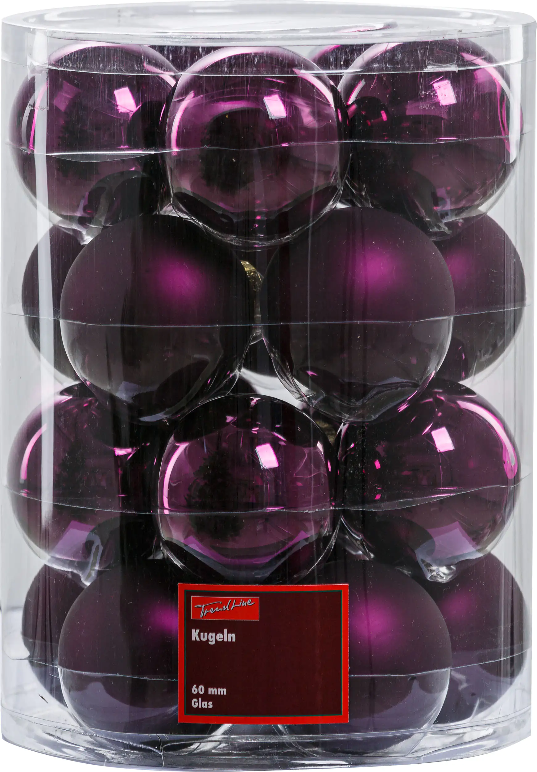 2076601553397_01 TrendLine Glaskugelmix uni glanz/matt, 60 mm, lila, 20 Stück