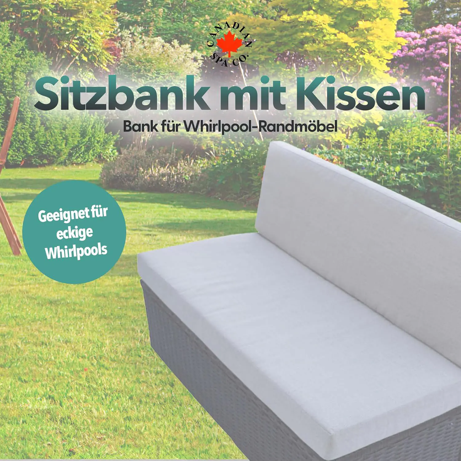 Canadian Spa Sitzbank mit Kissen - für quadratische Whirlpools dunkelbraun mit grauem Kissen Canadian Spa Sitzbank mit Kissen - für quadratische Whirlpools dunkelbraun mit grauem Kissen