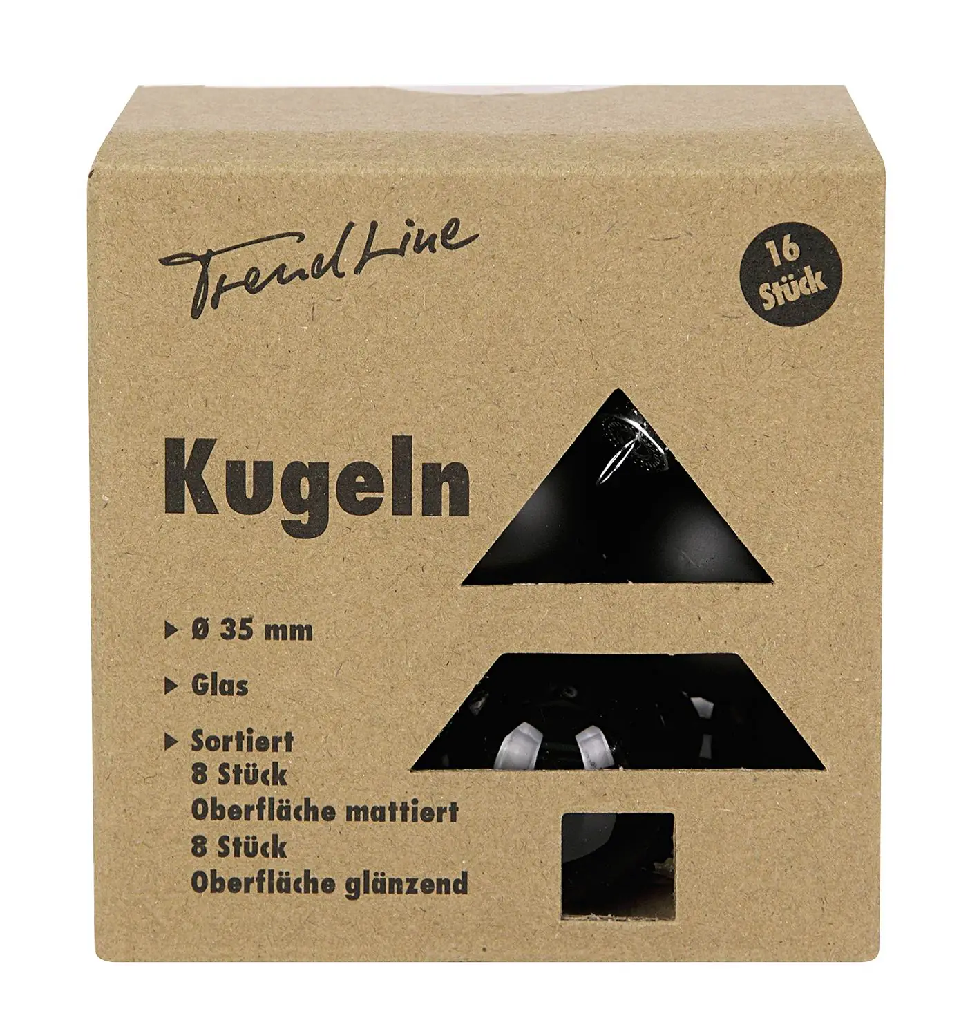 TrendLine Weihnachtskugeln aus Glas Ø 3,5 cm schwarz 16 Stück\n