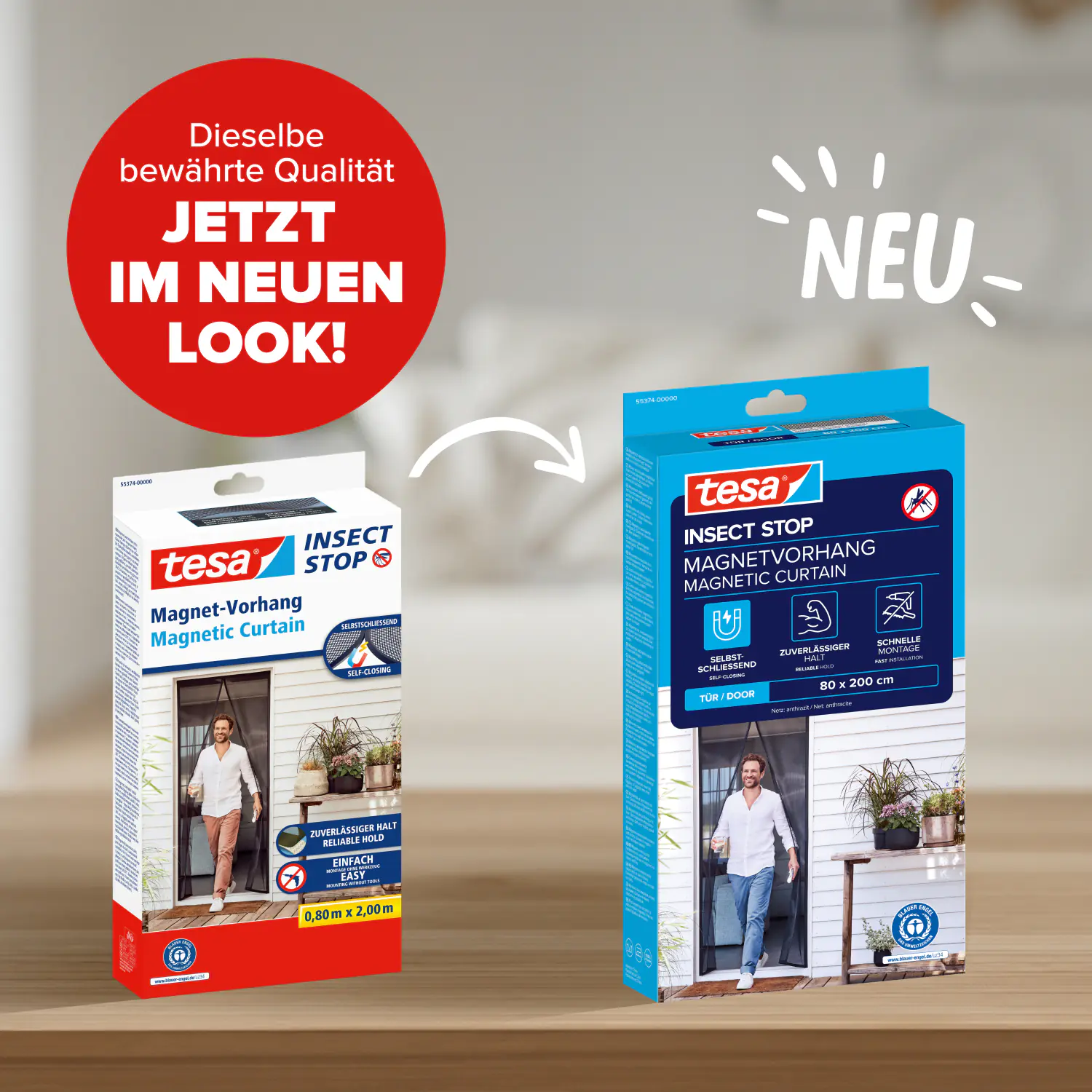 tesa Fliegengitter Magnetvorhang 80 x 200 cm anthrazit