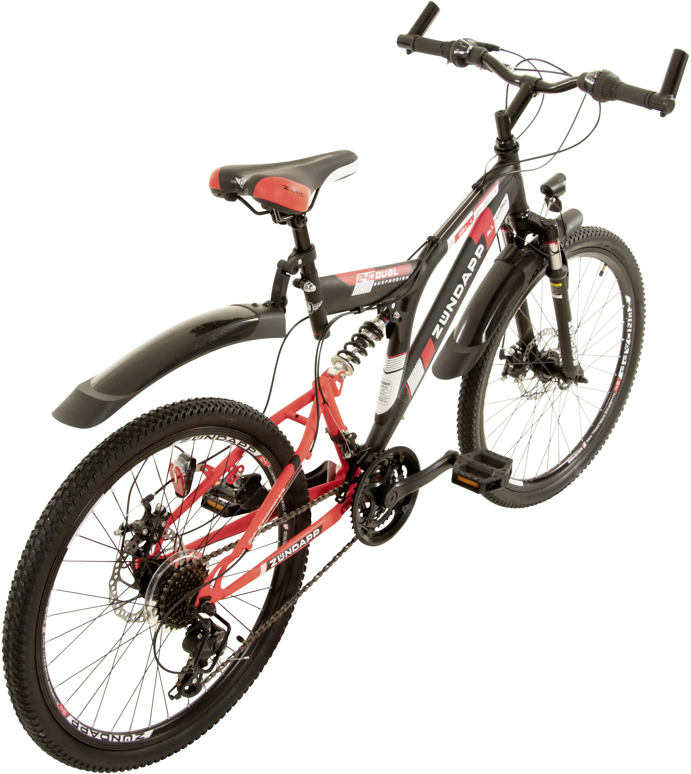 Zündapp Mountainbike Blue 5.0 MTB Fully 24 Zoll RH 43cm 21 Gang schwarz rot