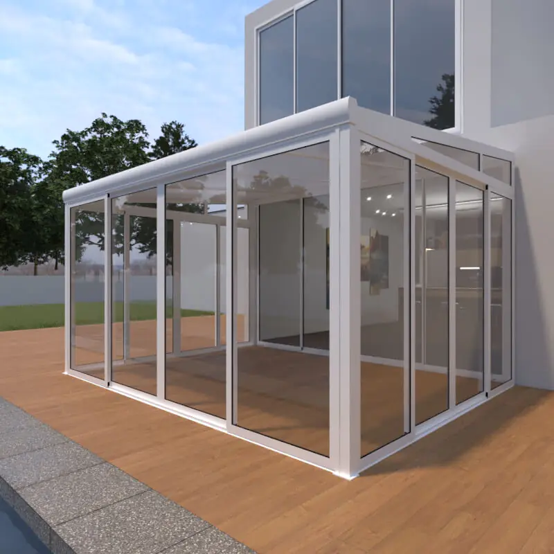 Wintergarten Classic 400 x 300 cm mit Glasschiebetüren weiß