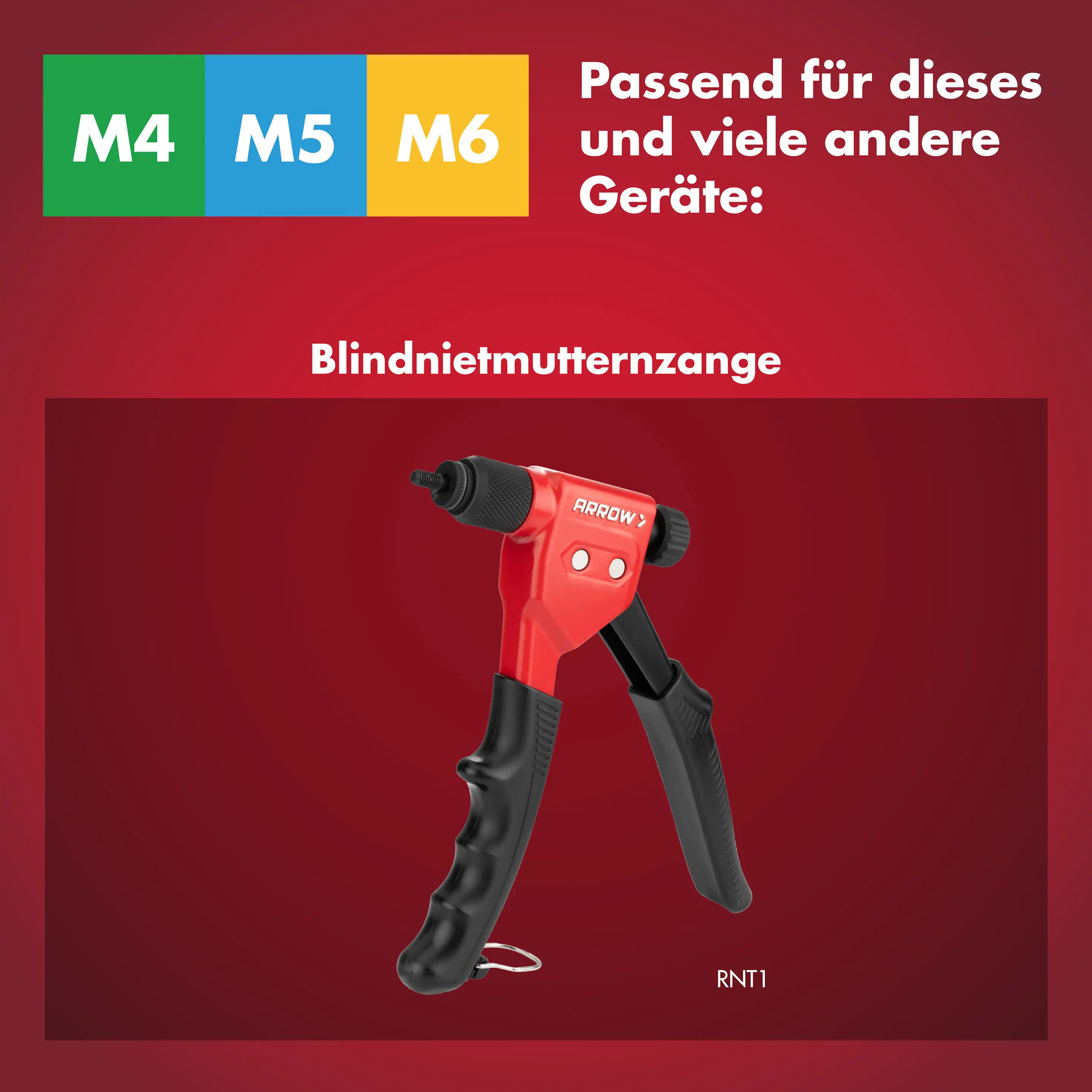 Arrow Blindnietmutter Typ RN Ø 6 x 10,5 mm mit M4 Gewinde Aluminium 20 Stück