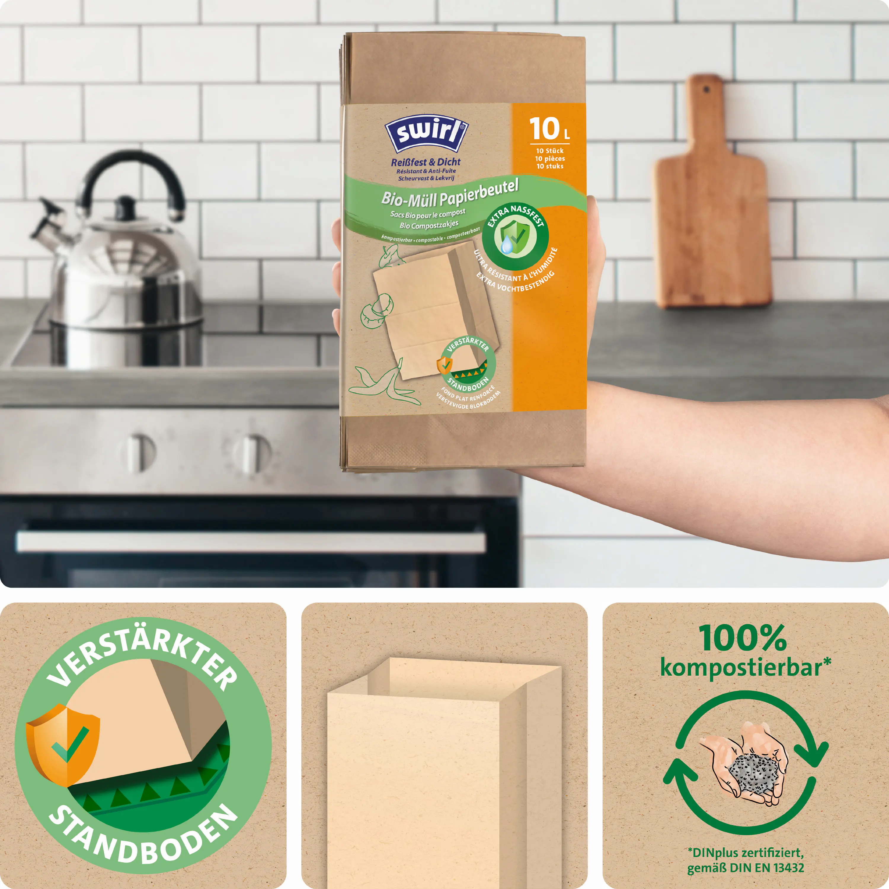 Swirl Bio-Müll-Papierbeutel 10 L, 10 Stück