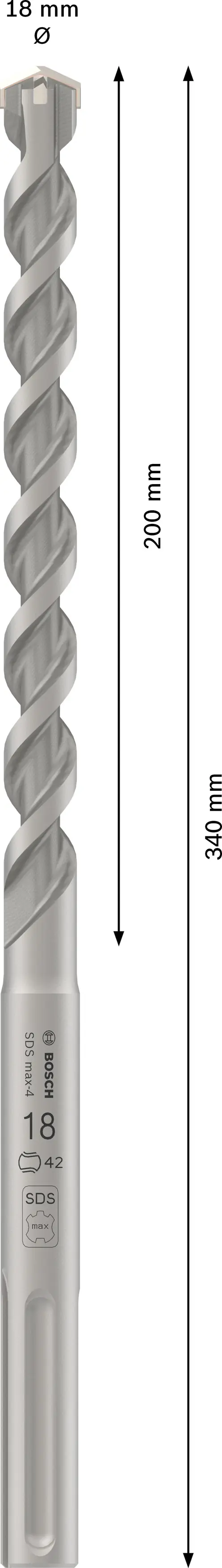 Bosch PRO Hammerbohrer SDS max-4 Ø 18 x 340 mm