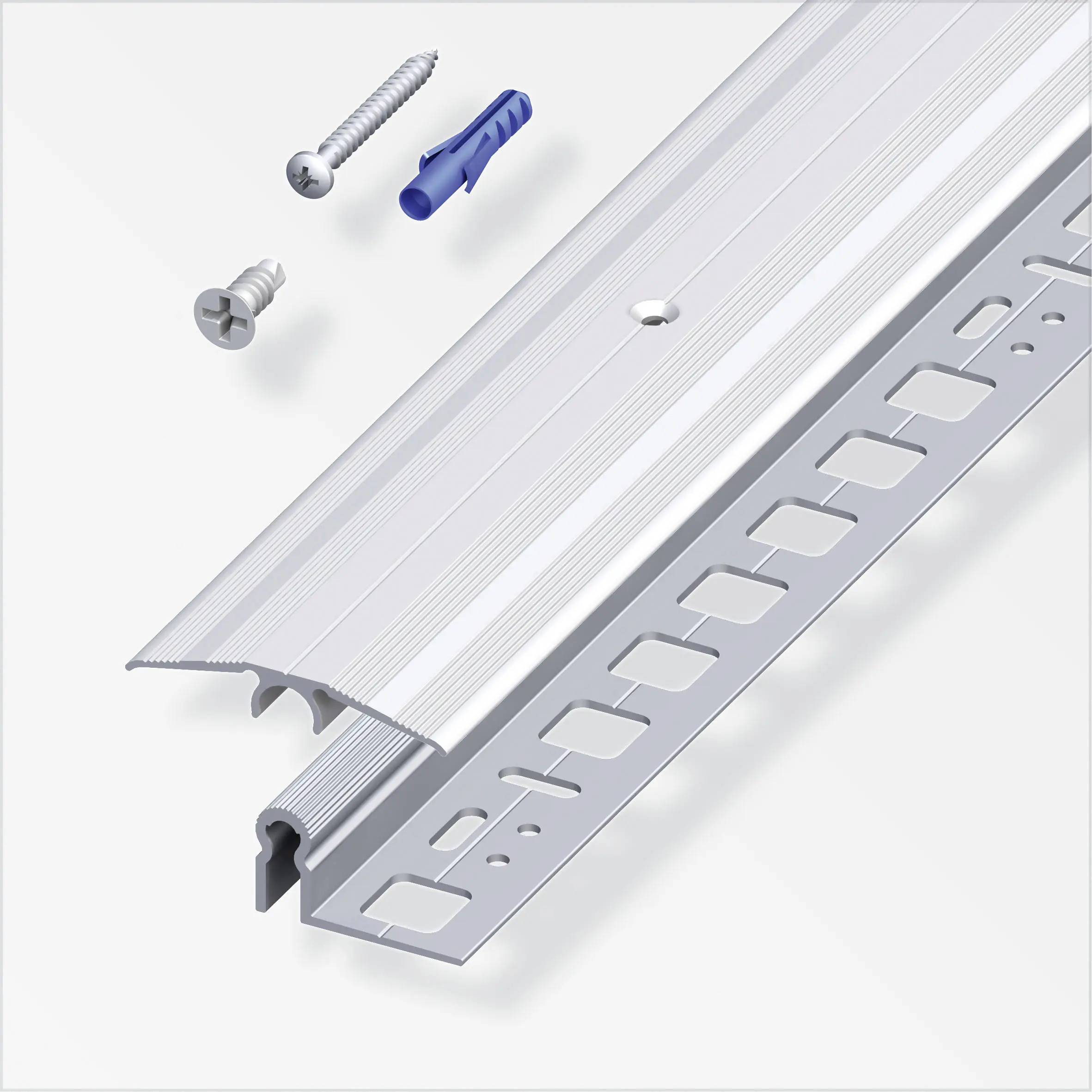 alfer Übergangs-Profil, 46 mm + Träger-Profil alfer®-fix 0.9 m, 9.5 x 46 mm