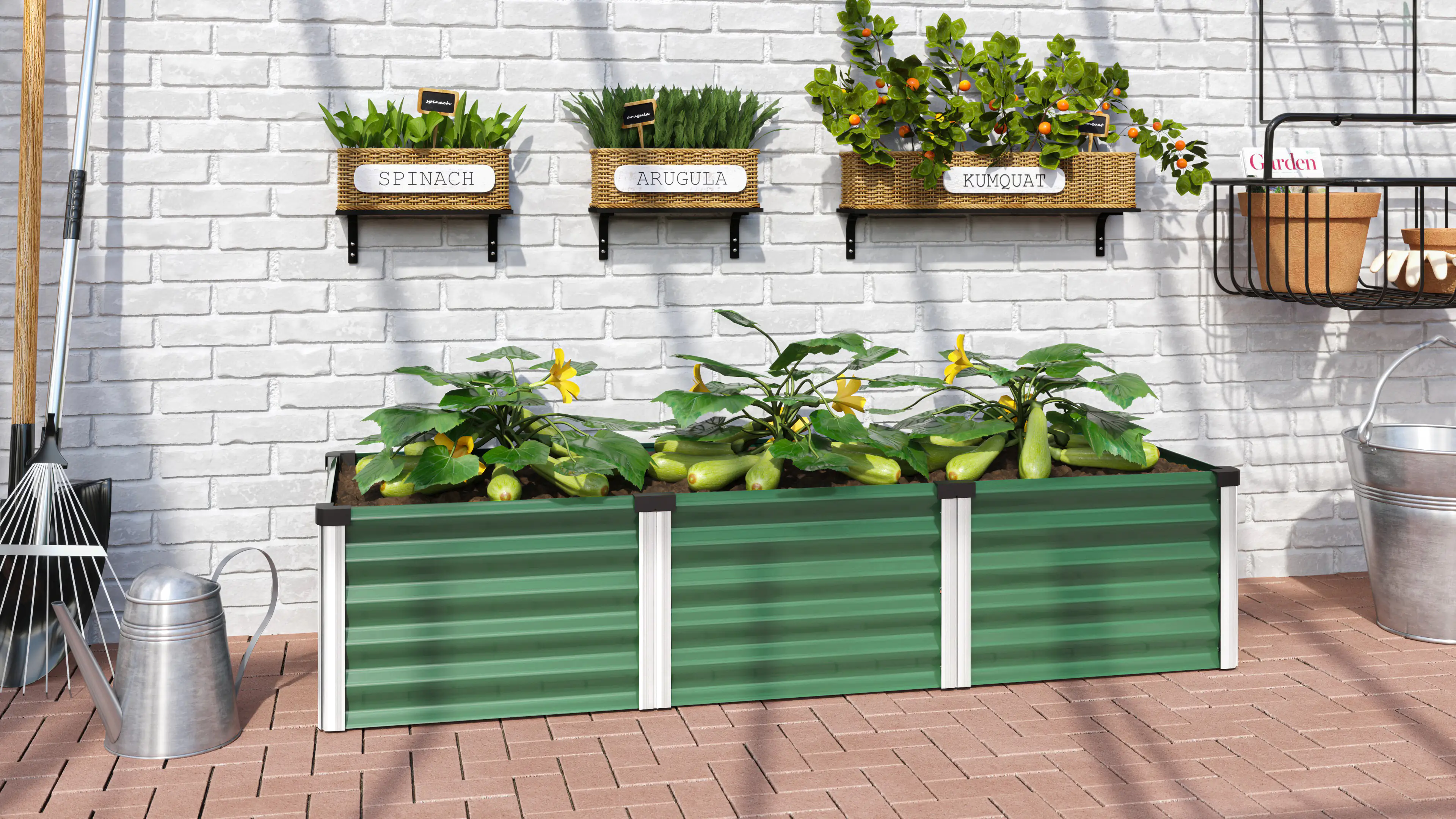 Vitavia Hochbeet Meta In & Out 401S seegras/alu 1,85 x 0,65 x 0,40 m