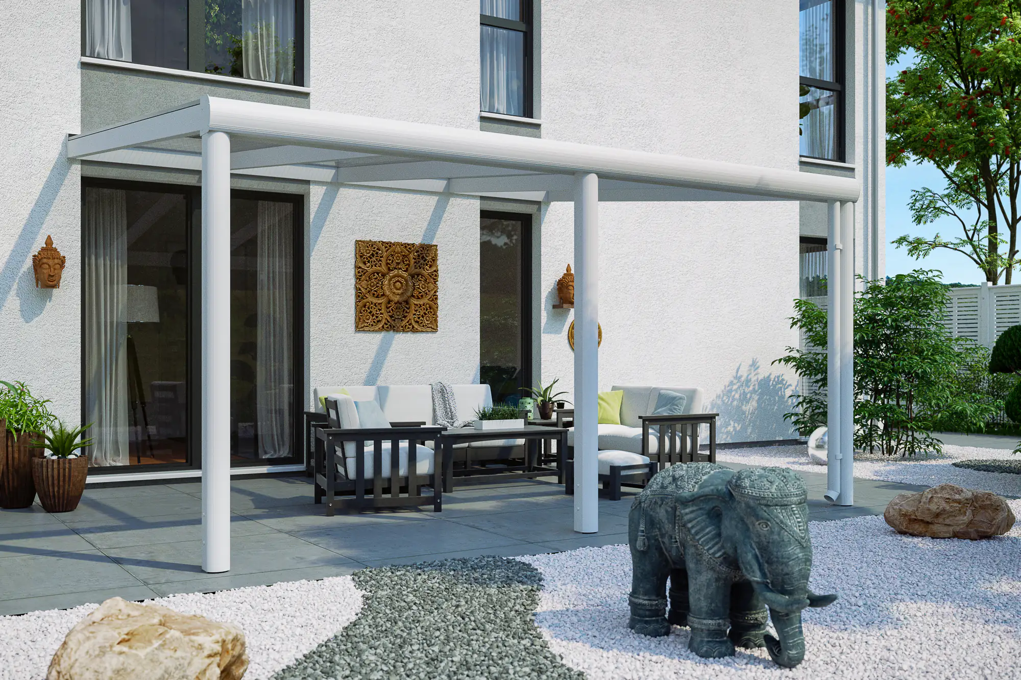 SKAN HOLZ Terrassenüberdachung Garda 434 x 257 cm Aluminium Weiß