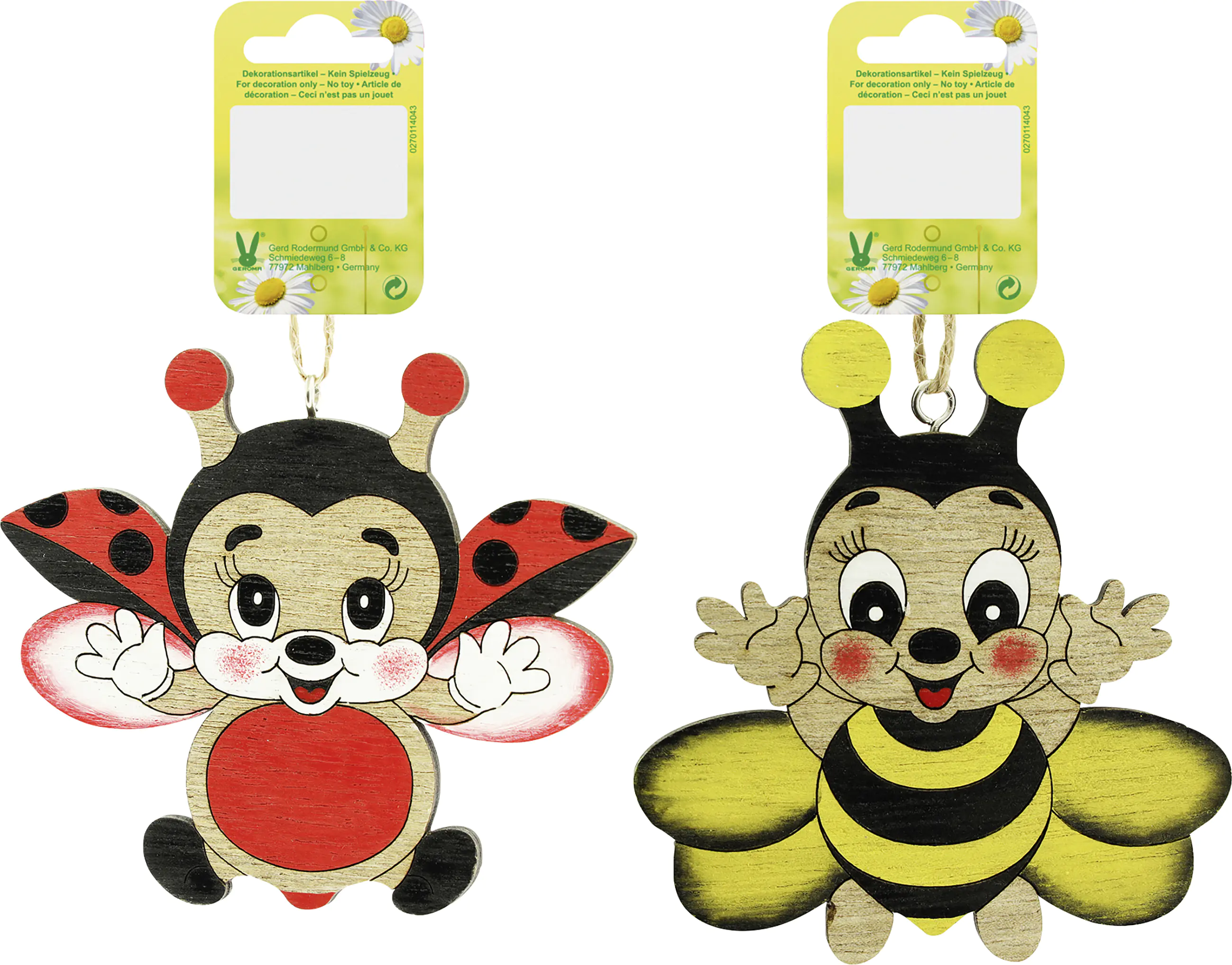 Dekohänger Käfer Holz 9 cm schwarz rot gelb