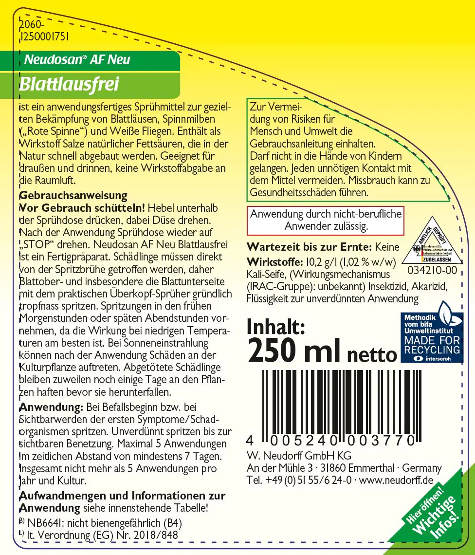Neudosan AF Neu Blattlausfrei 250 ml