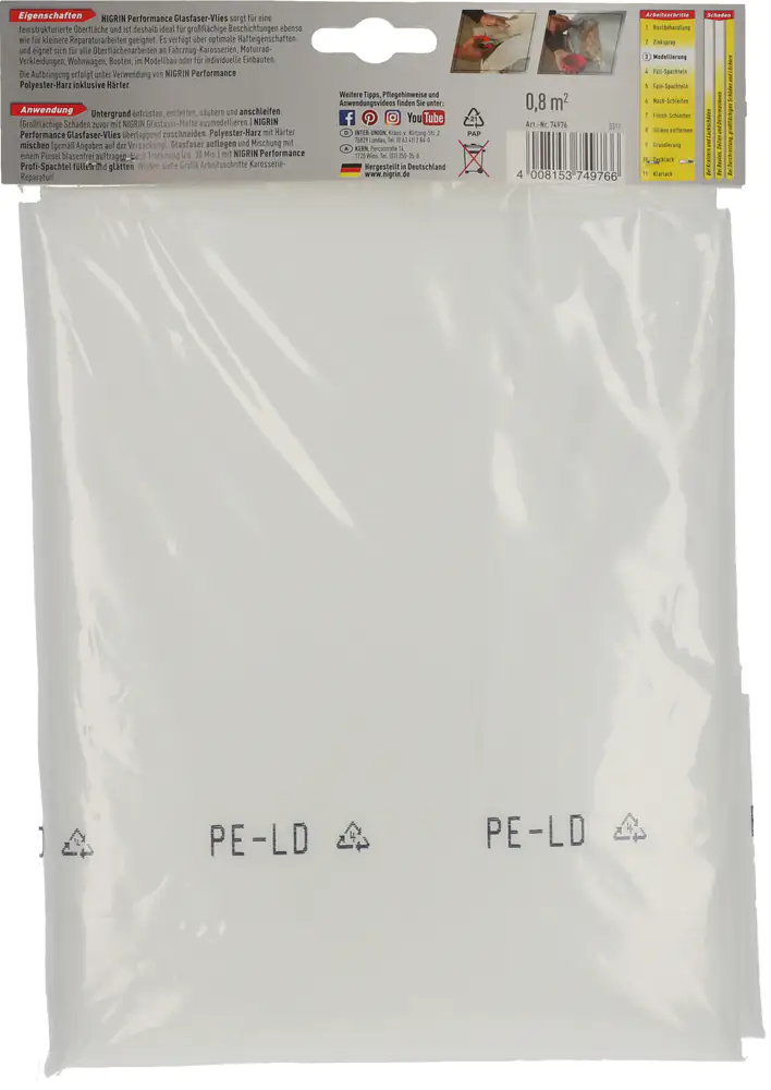 Nigrin Glasfaser-Vlies 0,8m² Nigrin Glasfaser-Vlies 0,8m²