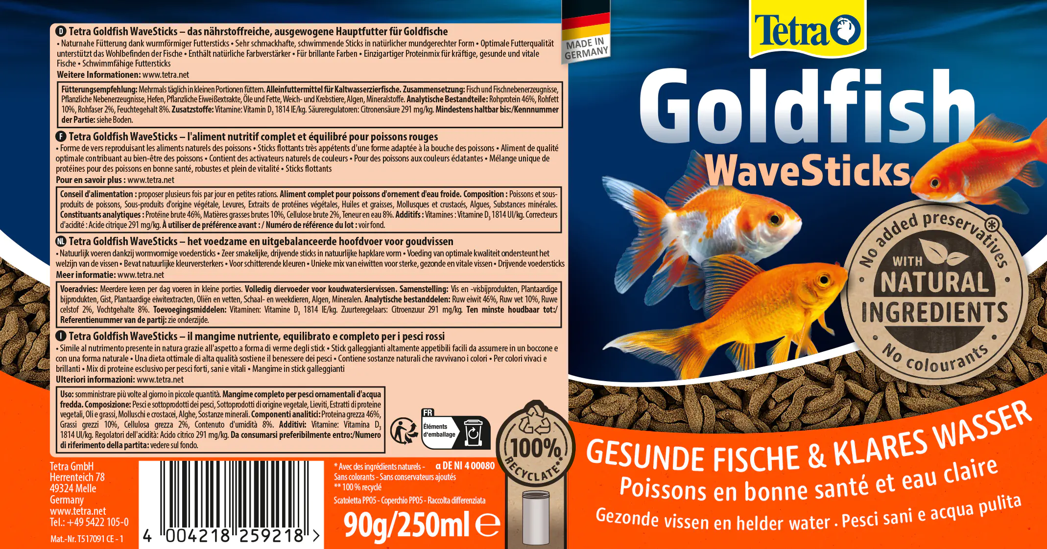 Tetra Goldfish Wave Sticks 250 ml