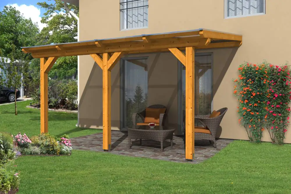 SKAN HOLZ Terrassenüberdachung Andria 434 x 350 cm Leimholz