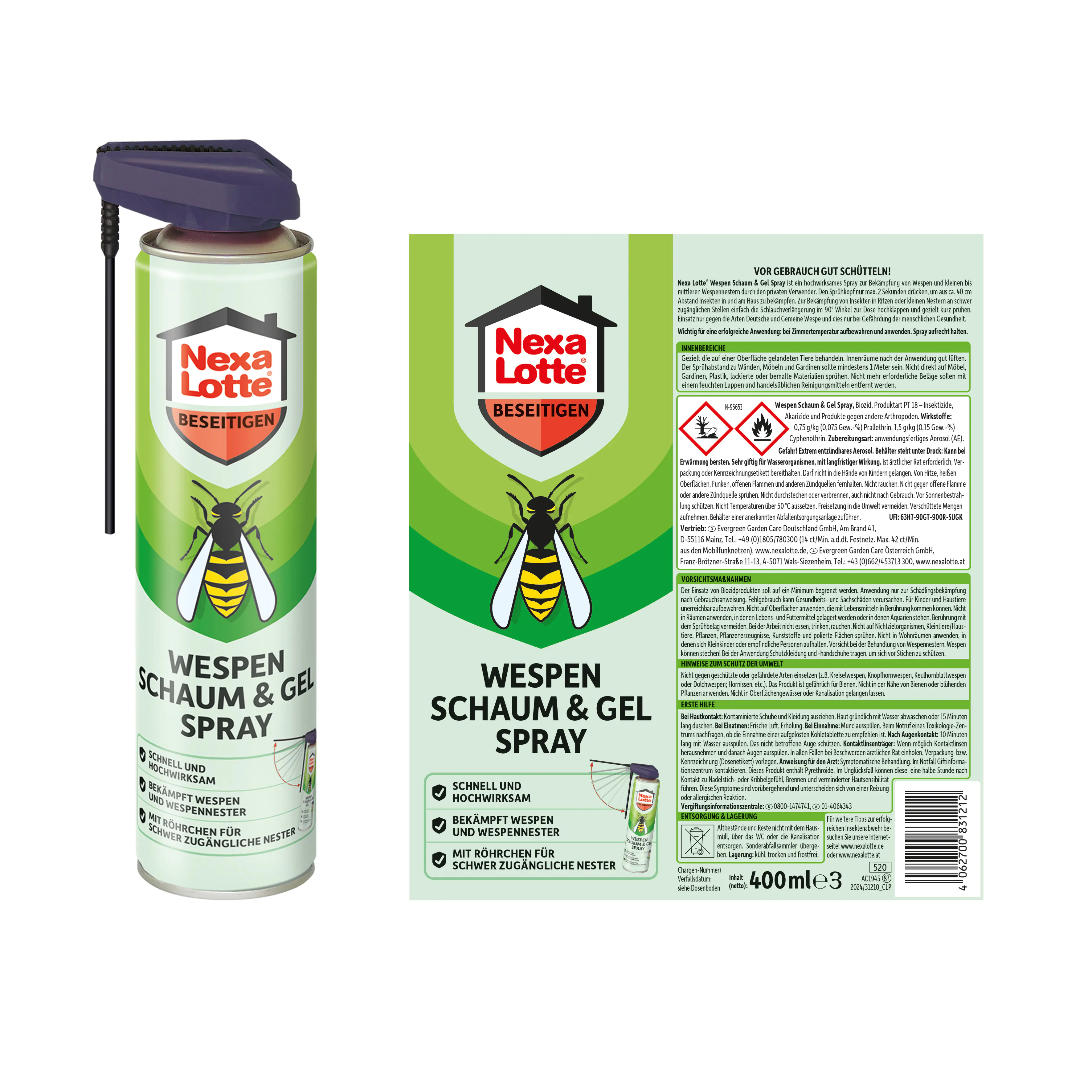 Nexa Lotte Wespenschaum und Wespenspray 400 ml