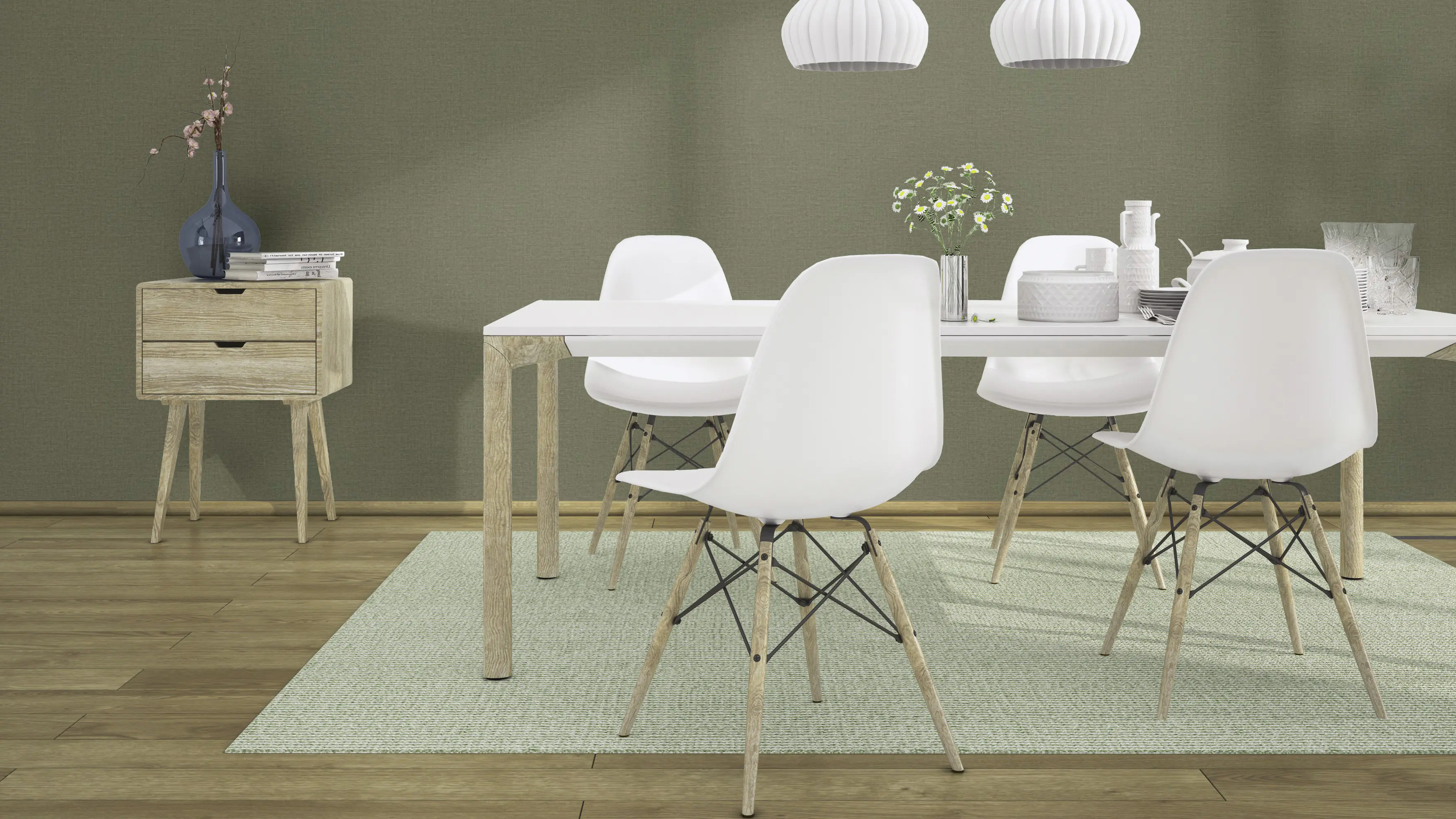 Rasch Vliestapete 555943 Lirico, Textilstruktur grün, 10,05 x 0,53 m