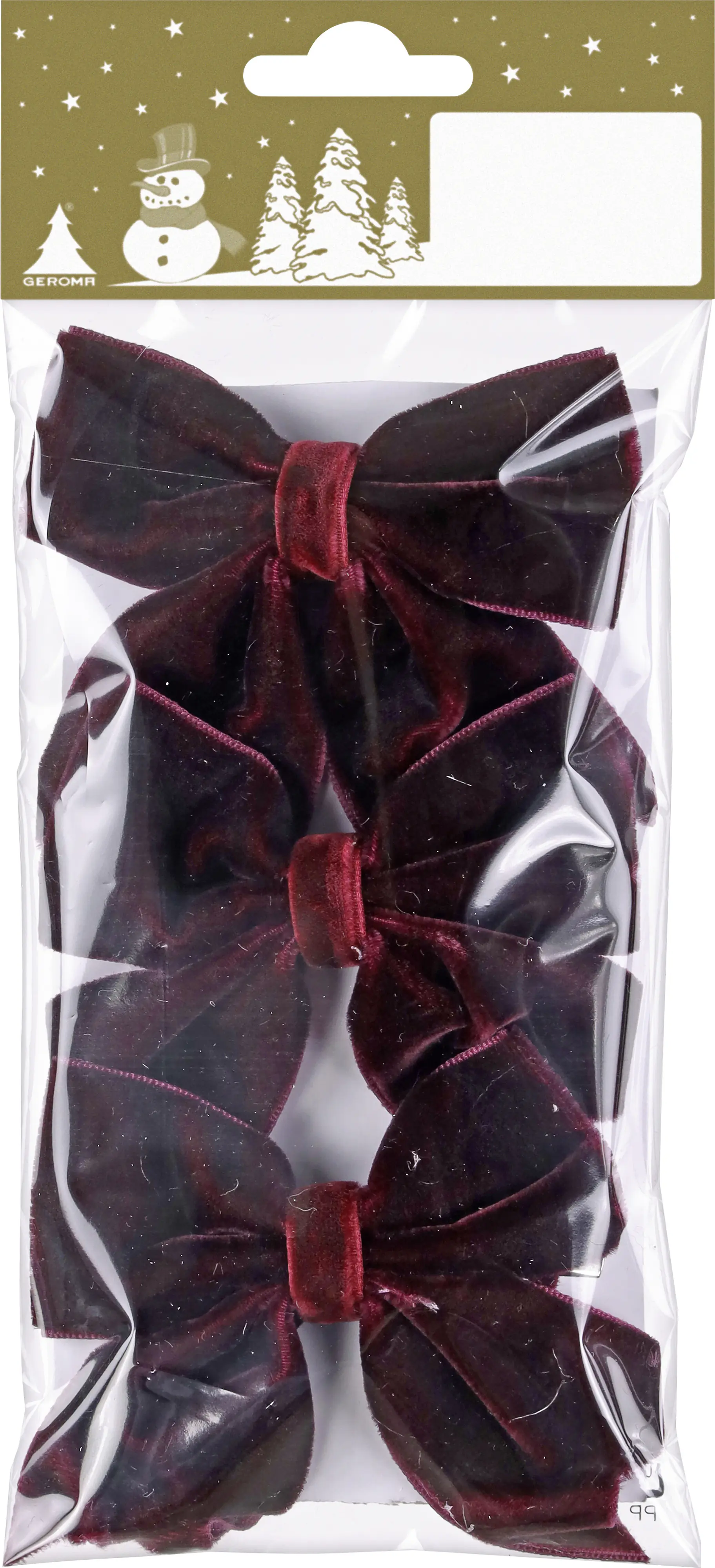 Weihnachtsdeko Schleife aus Samt 8 cm burgundy - 3 Stück