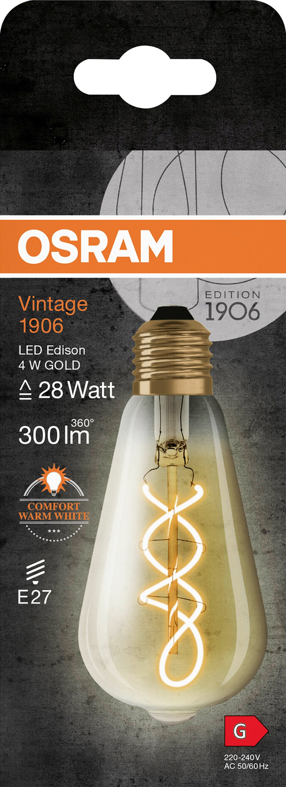 Osram LED Leuchtmittel Edison E27 4 W warmweiß amber Fil