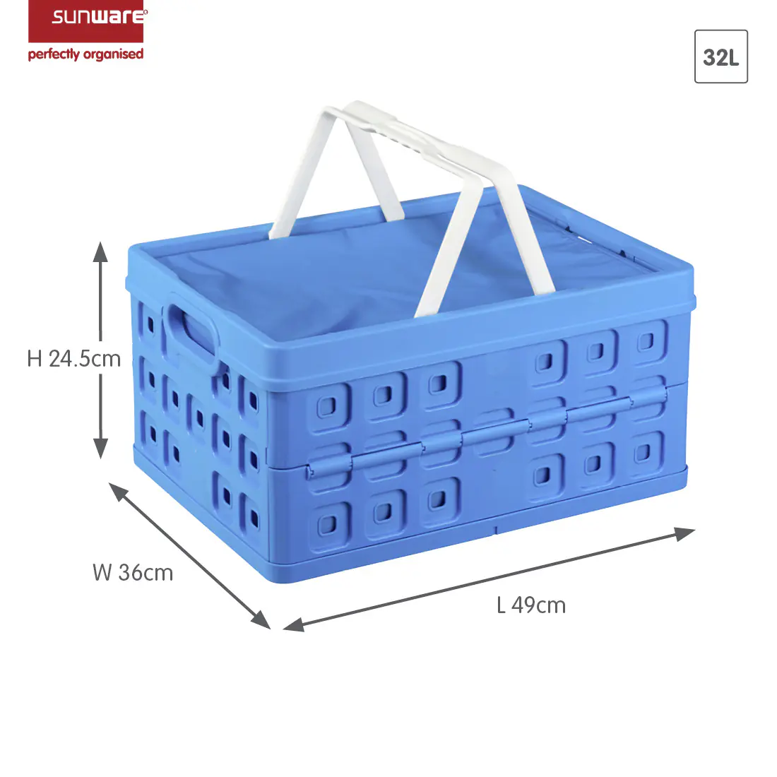 Square Klappbox mit Kühltasche und Griff 32L blau