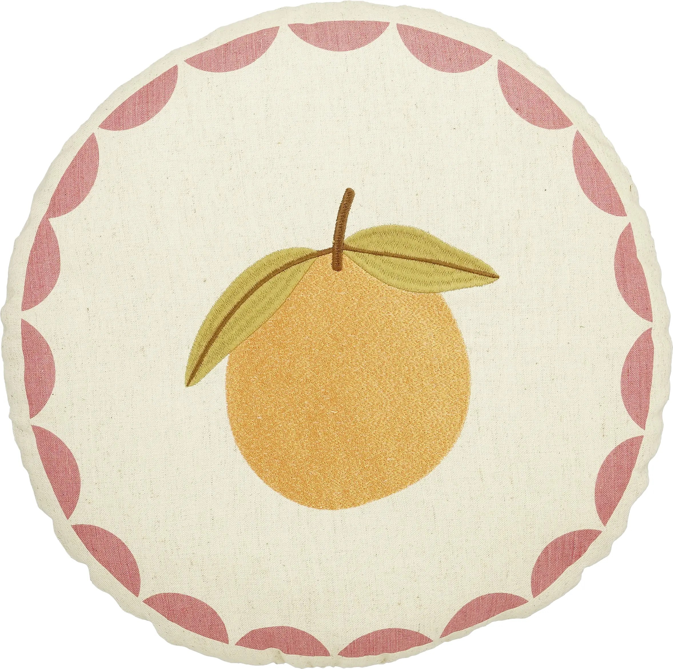 Mica Decorations Kissen mit Orangenmotiv Ø 40 cm offwhite/rosa