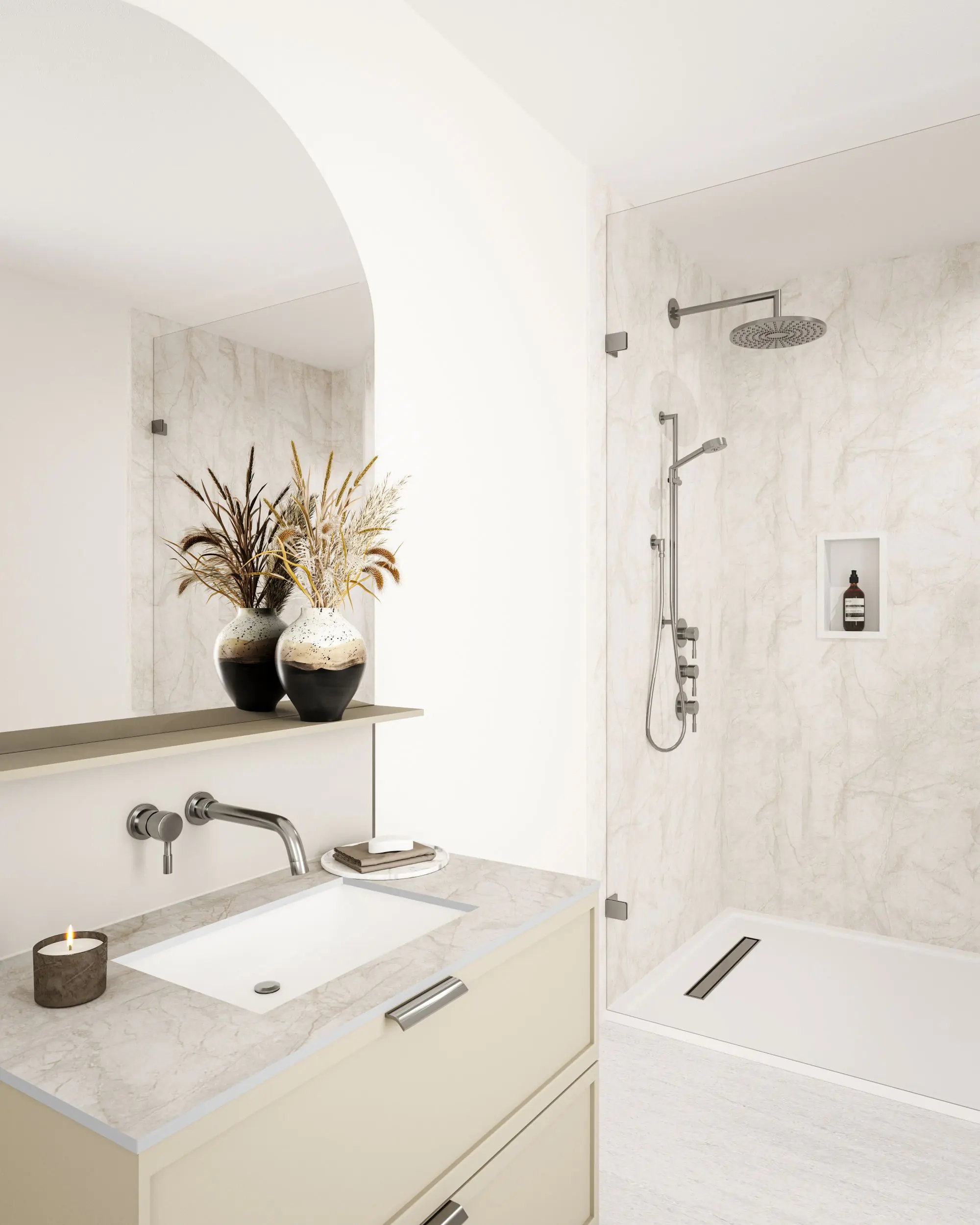 Wetwall Vanity Compact Waschtischplatte 150 x 60 cm Himalayan Marble 