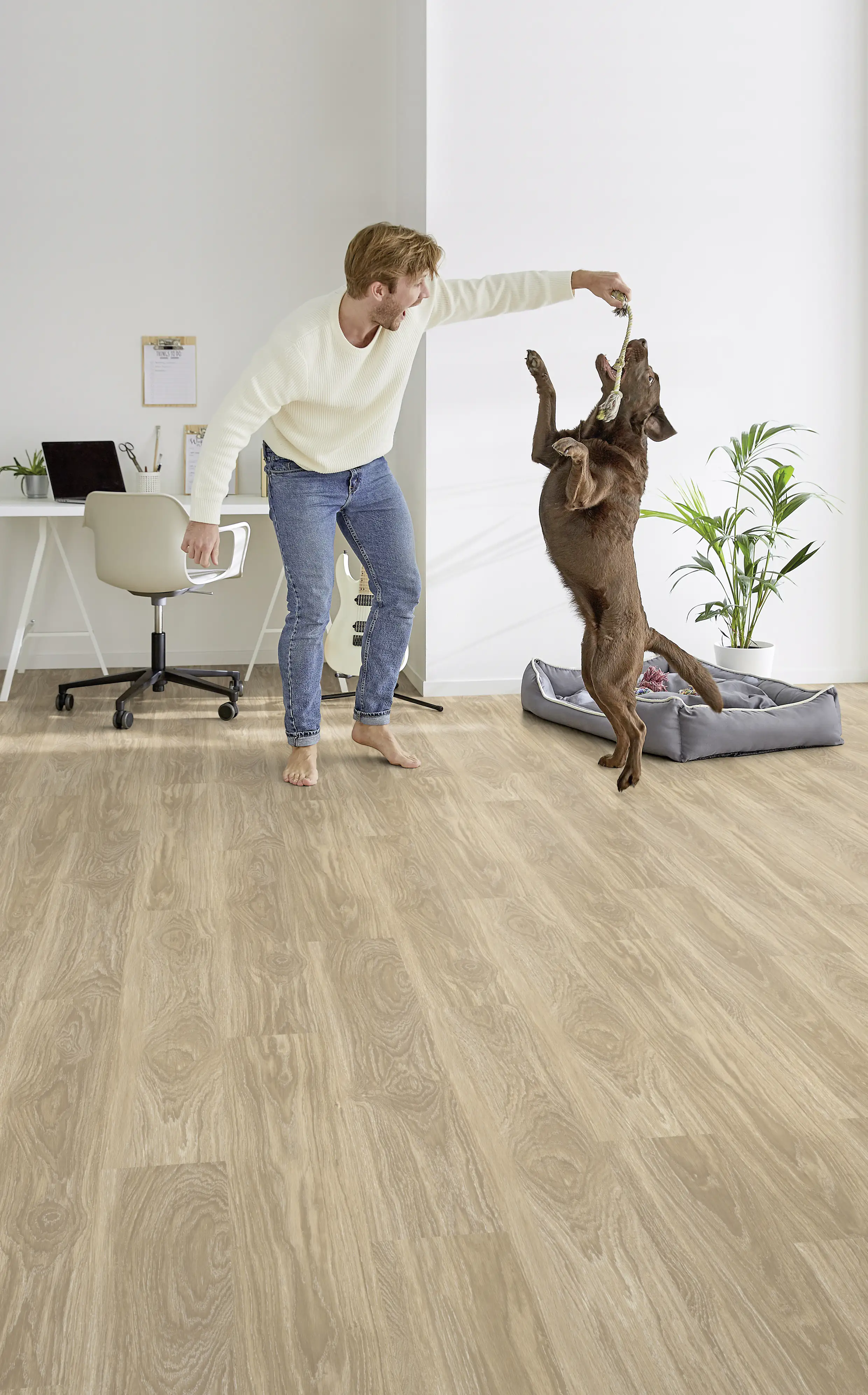 Decolife Vinyl-Fertigboden Camel Oak whitewash 122 x 18,5 cm