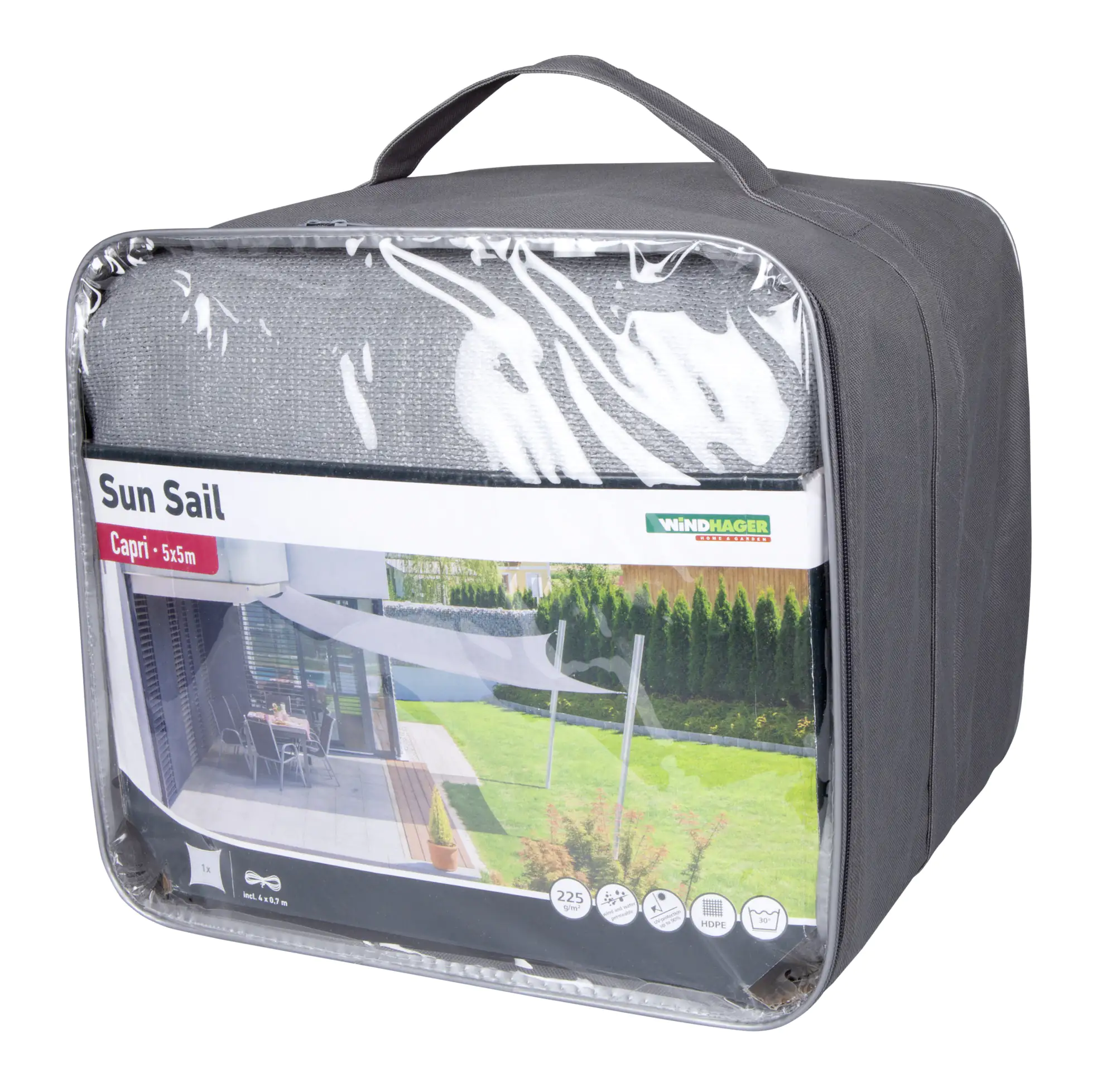 Windhager Sonnensegel Capri grau 5 x 5 m