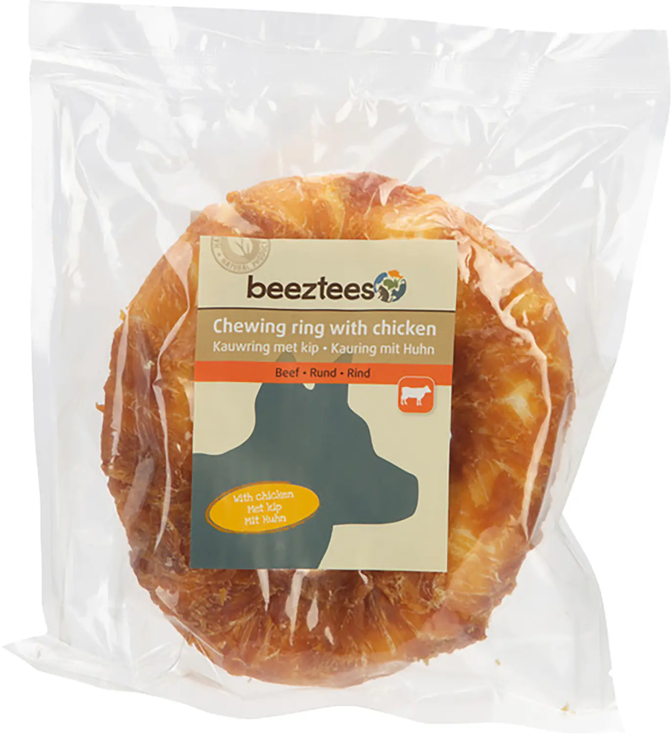 Beeztees Kauring aus Rinderhaut mit Huhn Ø 12,5 cm