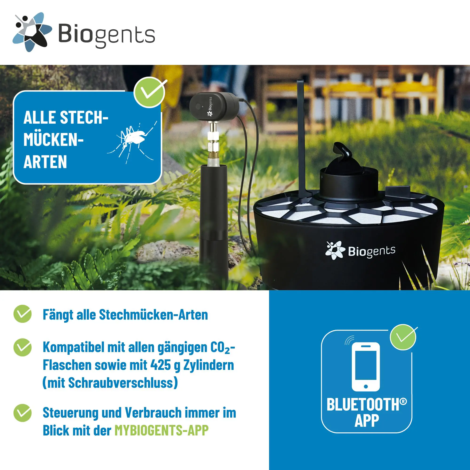 Biogents Aero Trap Plus Mückenfalle ausreichend für bis zu 700 m²