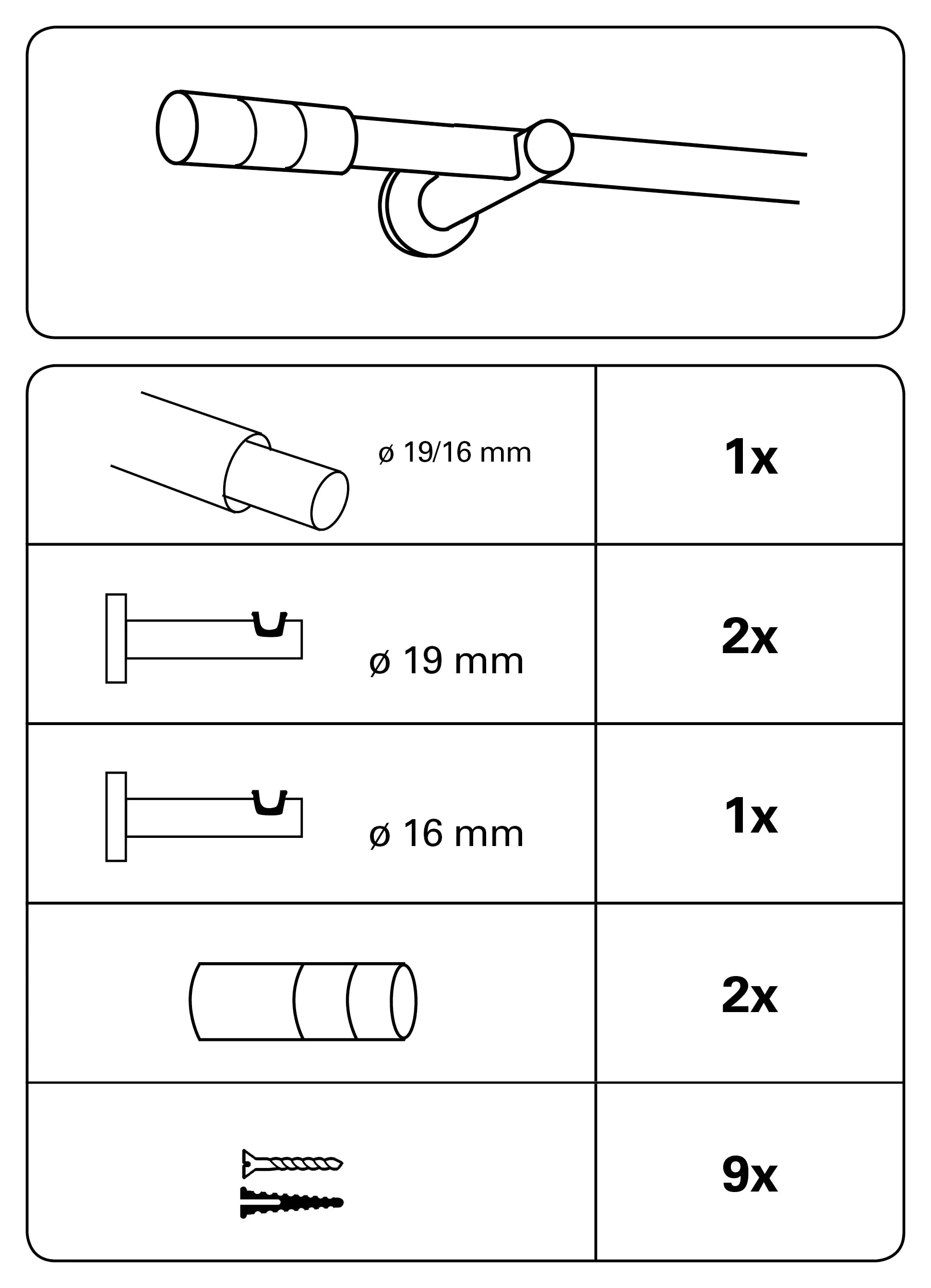 Gardinia Gardinenstangen-Set Kreta 1-Lauf Ø 16-19 mm weiß 120 cm - 210 cm