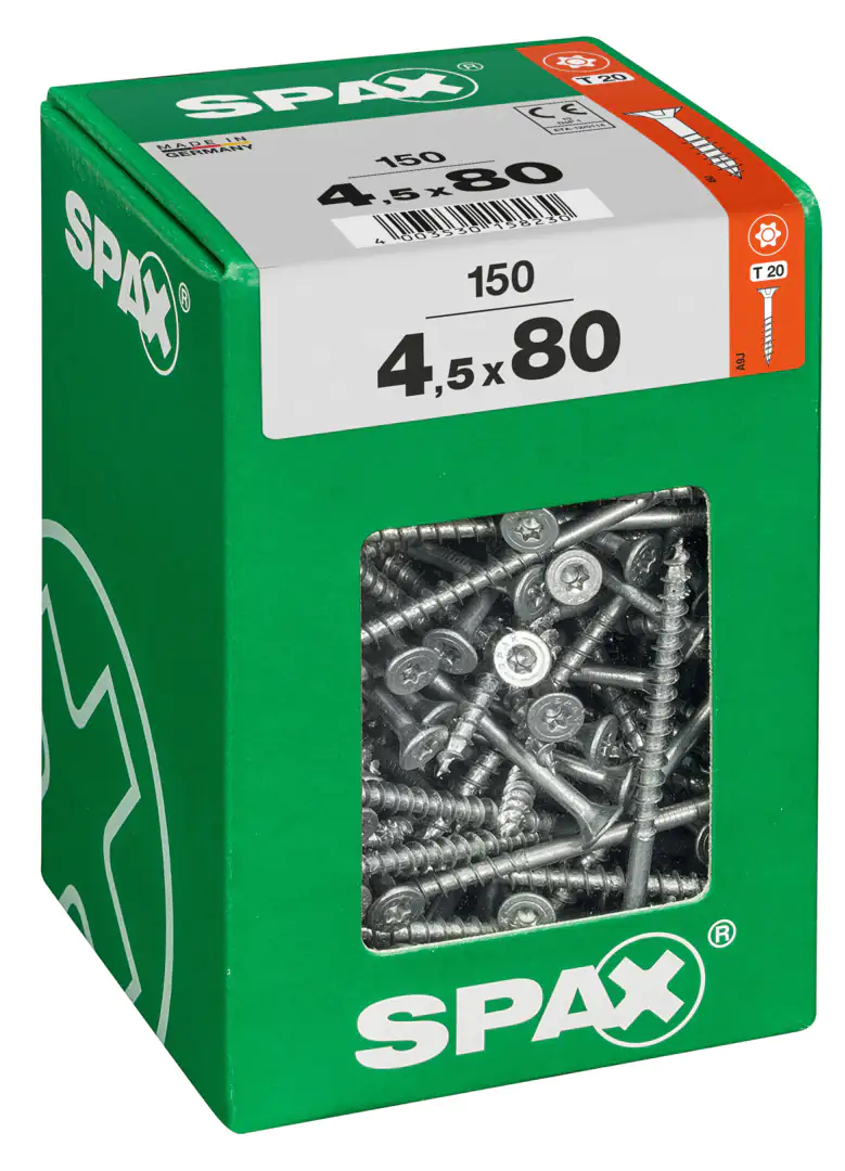 Spax Universalschrauben 4.5 x 80 mm TX 20 - 150 Stk. Spax Universalschrauben 4.5 x 80 mm TX 20 - 150 Stk.