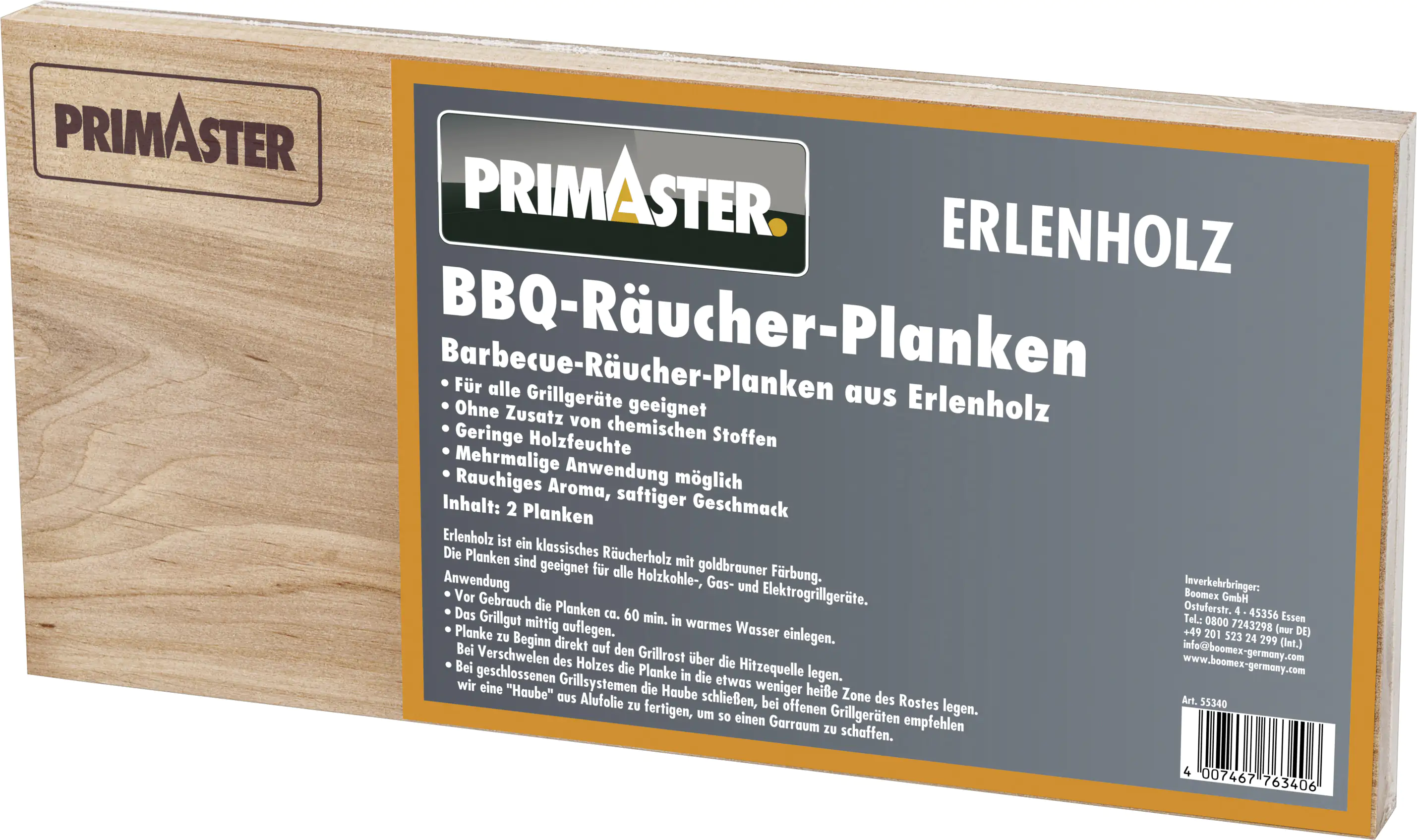 Primaster Räucher-Planken Erle 2 Stück