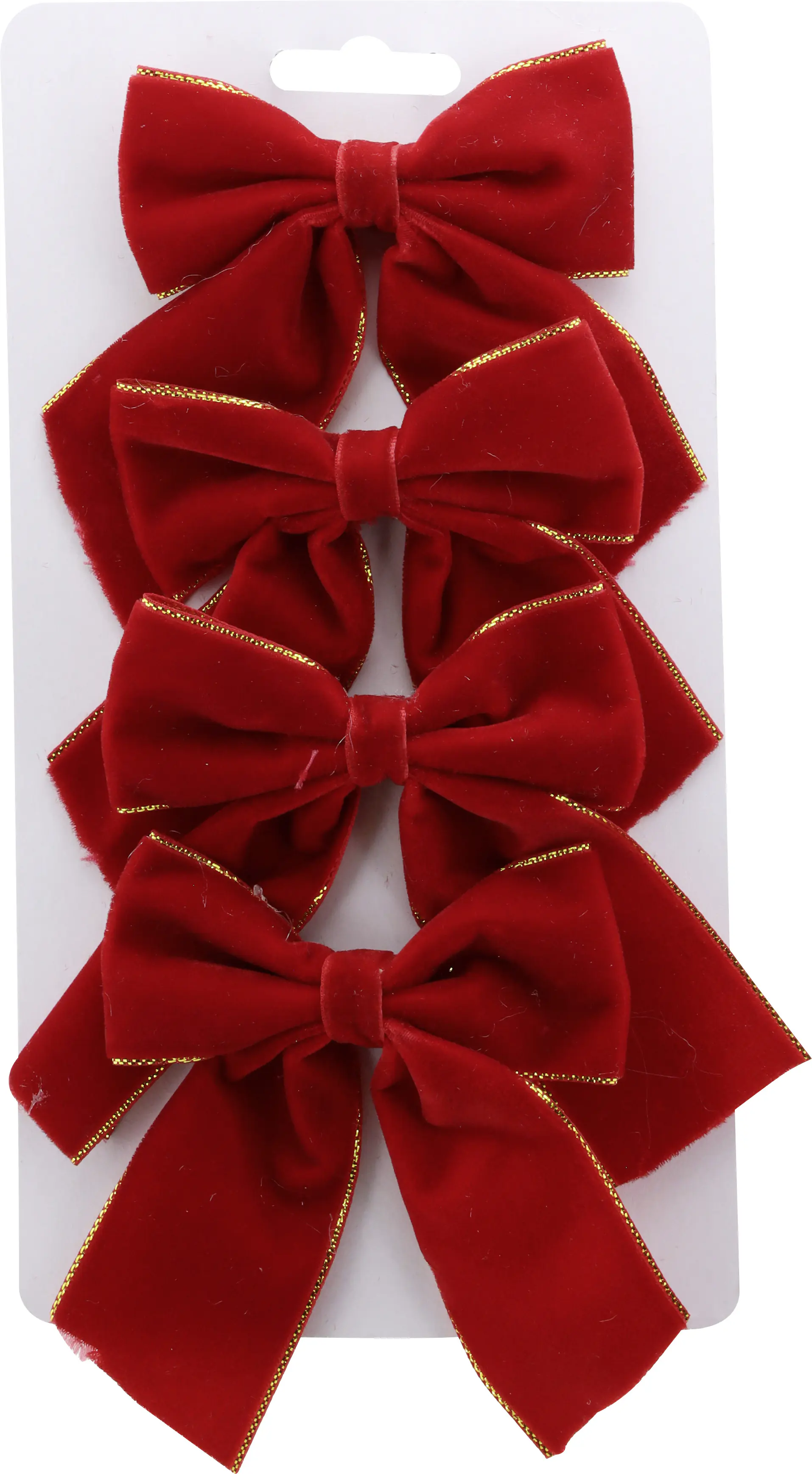 Weihnachtsdeko Schleife aus Samt 11 x 10,5 cm rot - 4 Stück