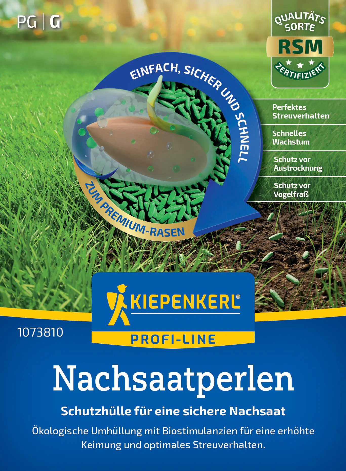 Kiepenkerl Profi-Line Rasensamen Premium-Nachsaatperlen 40 g für ca. 1 - 2 m²
