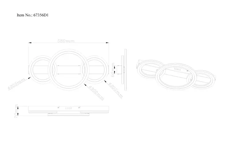 Globo Deckenleuchte Dakari I 58 x 30 cm schwarz warmweiß