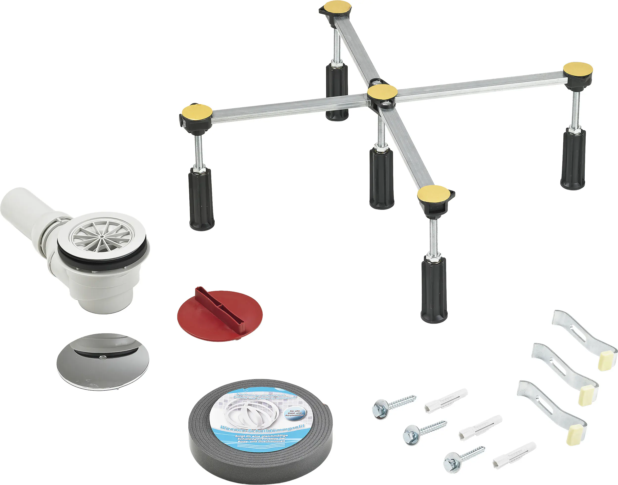 Ottofond Montage-Set für flache Duschwannen, Ablauf 90 mm