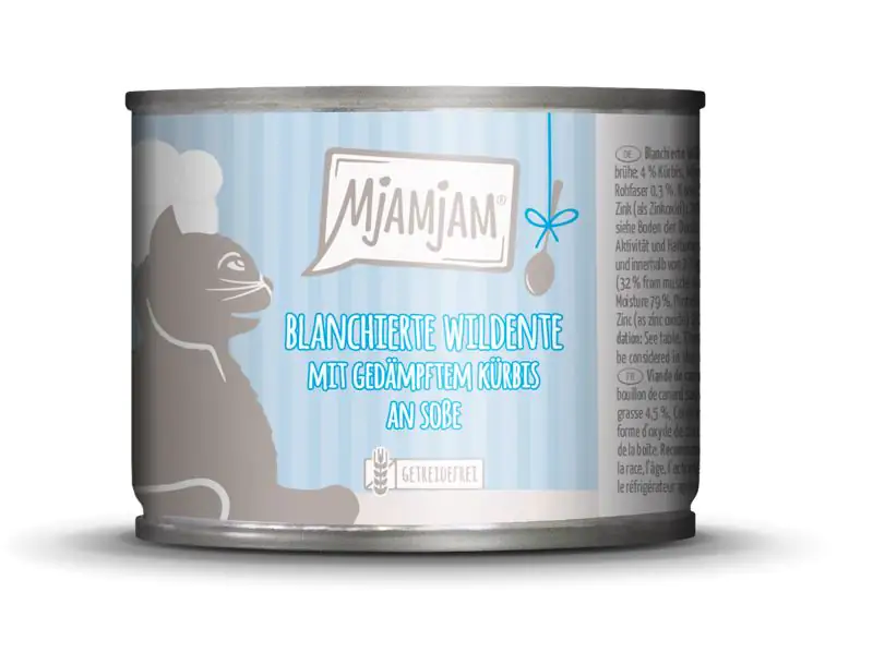 MjAMjAM Adult Wildente mit Kürbis an Soße Katzenfutter 185g