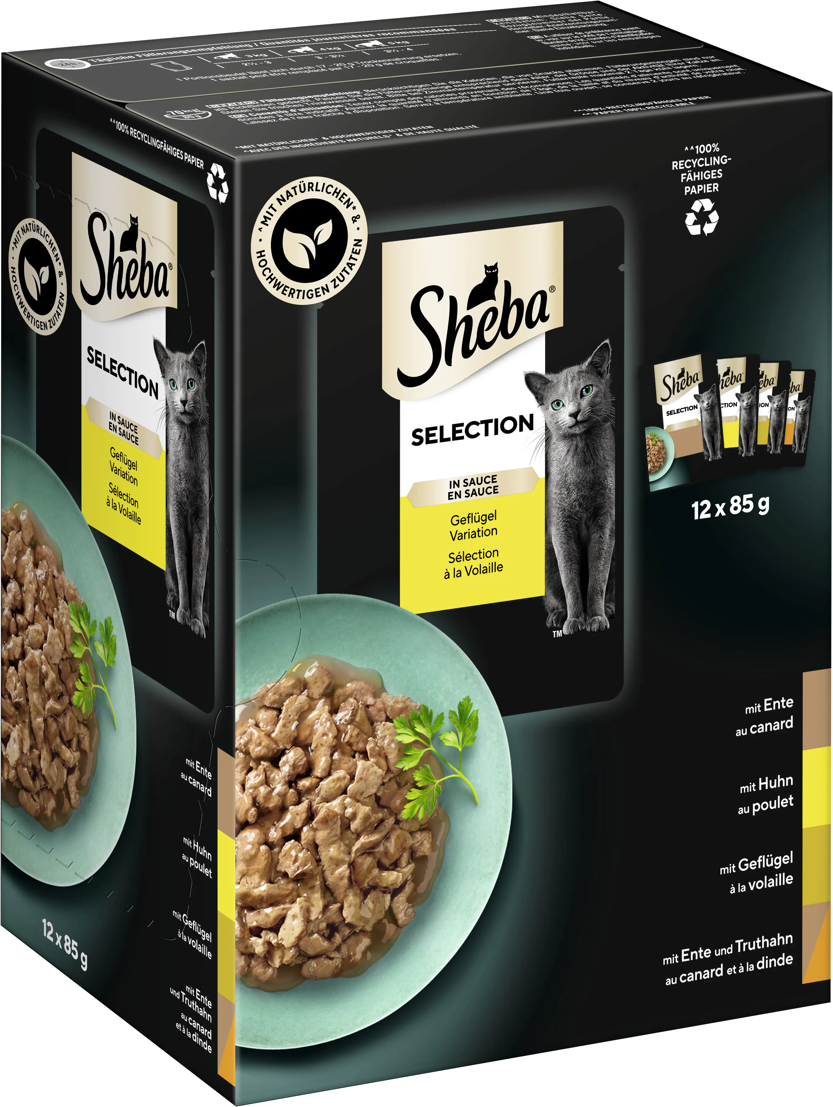 Sheba Selection in Sauce Katzennassfutter Adult 12 x 85 g Geflügel Variation