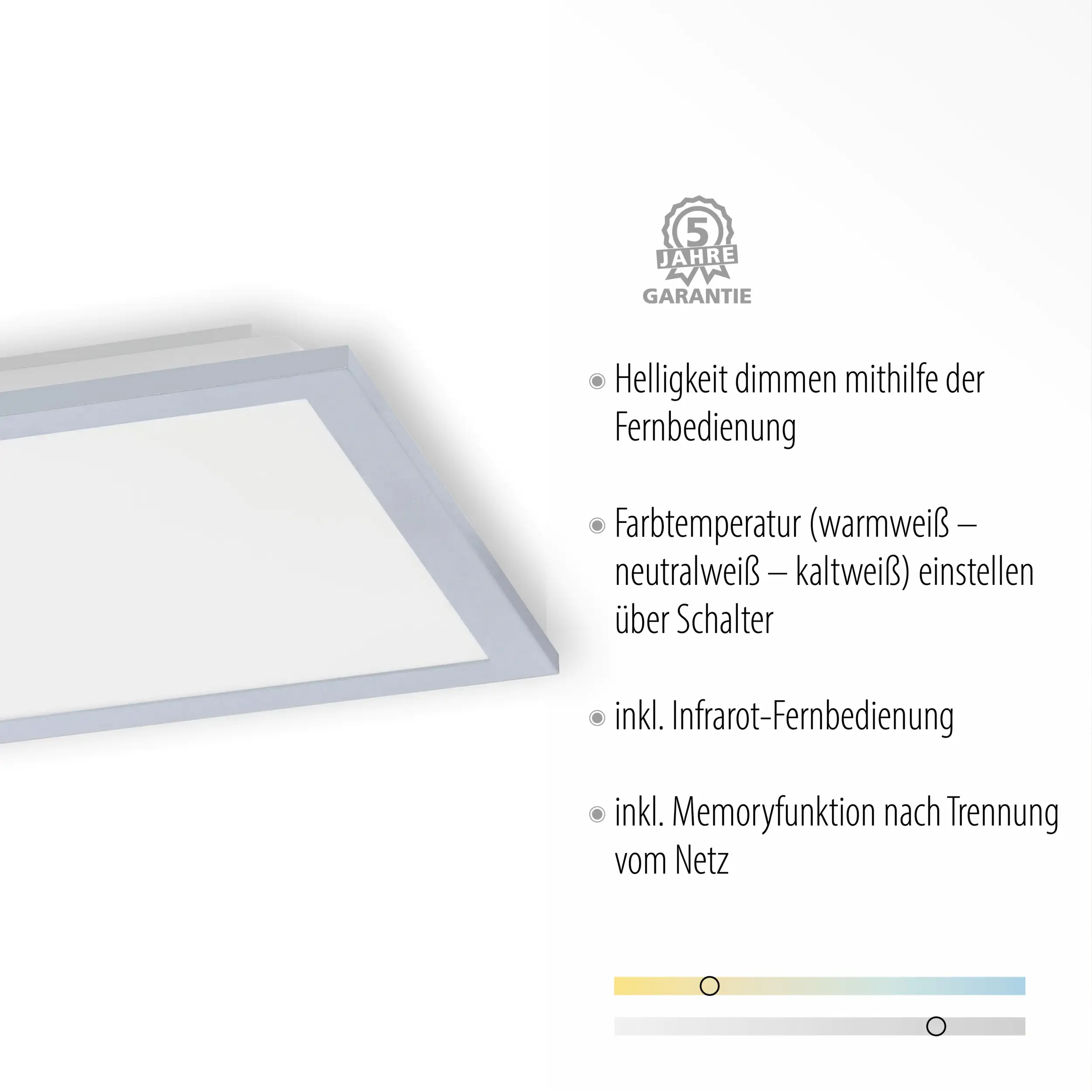 JustLight LED Deckenleuchte Flat silber 29,5 x 29,5 cm dimmbar