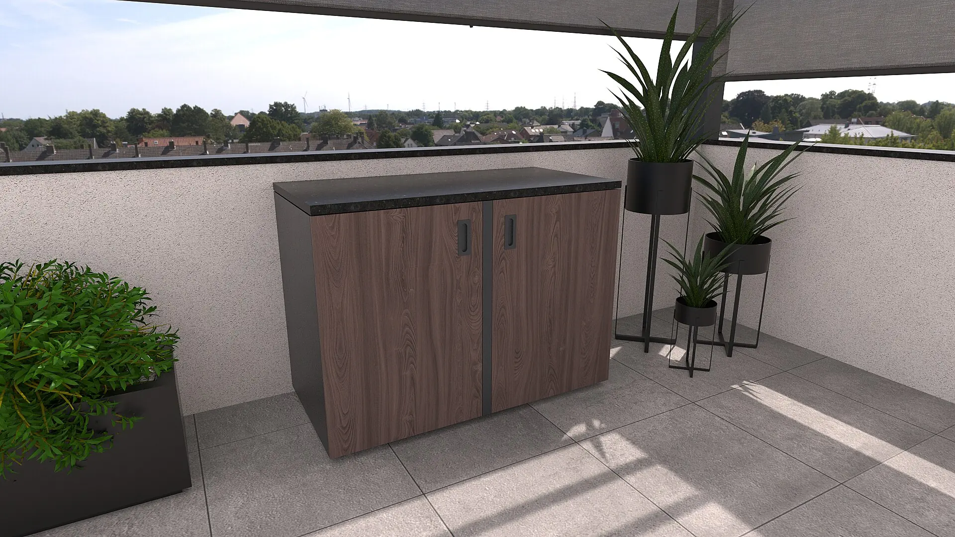 Bellano Living Eck Element für Outdoorküchen inkl. 2 Türen walnuss granit