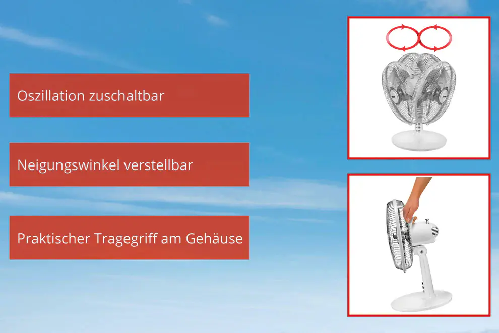 Unold Tischventilator Silverline Ø 25 cm 2 Stufen weiß
