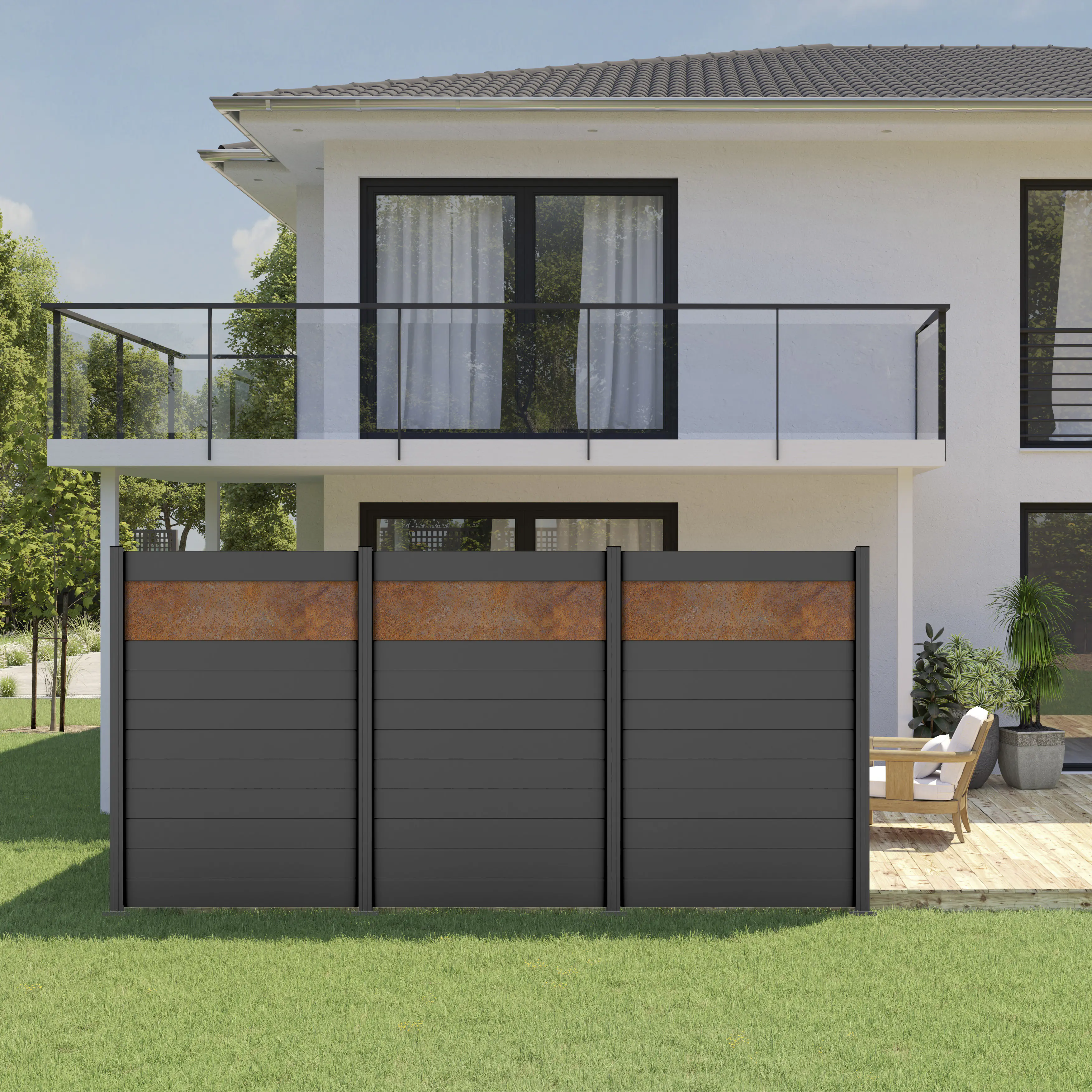 Ambiente Alu-Zaun Erweiterungsset Paneel 150 anthrazit 187 x 124,2 cm  