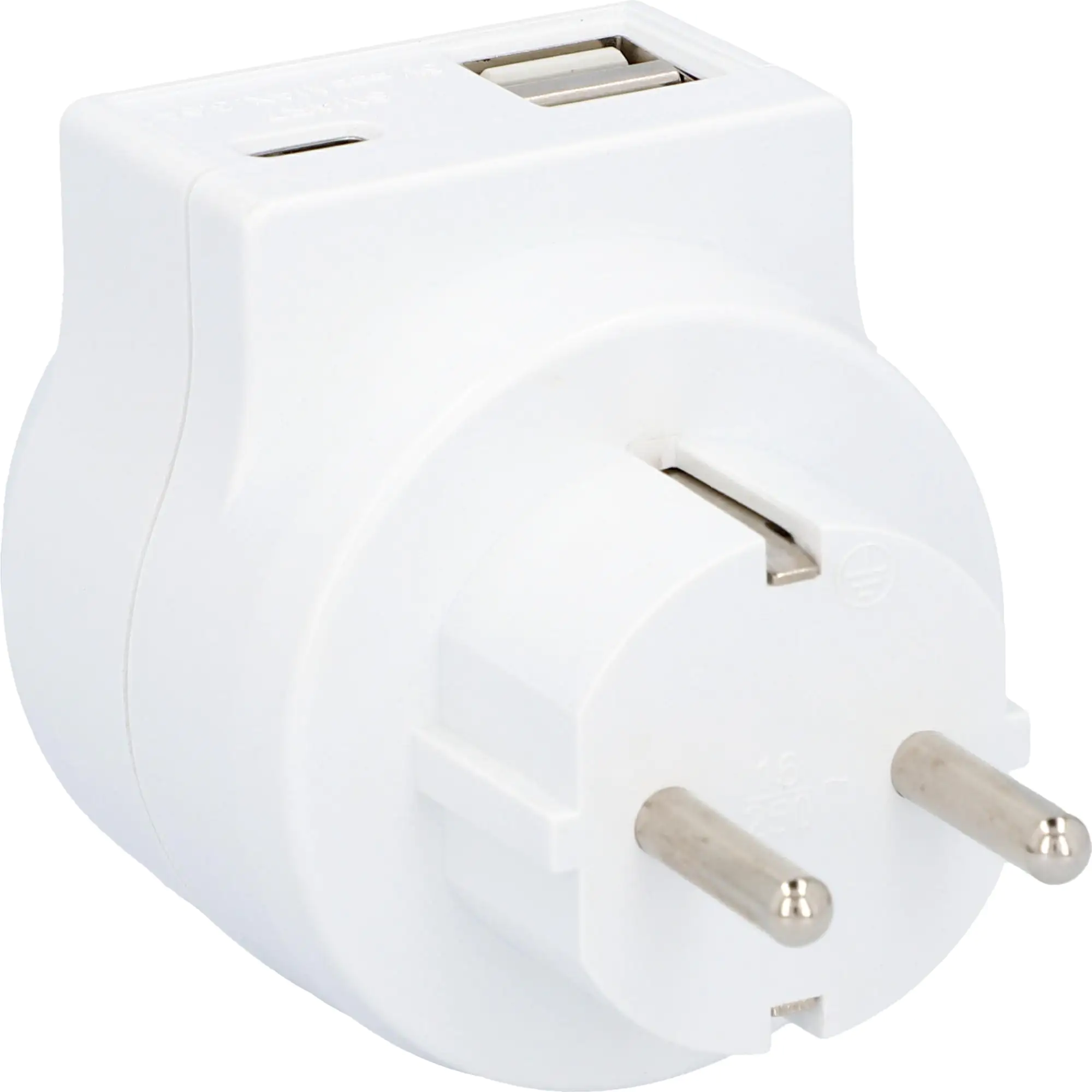 EVB Steckdosenadapter Zwischenstecker, USB A + C, weiß