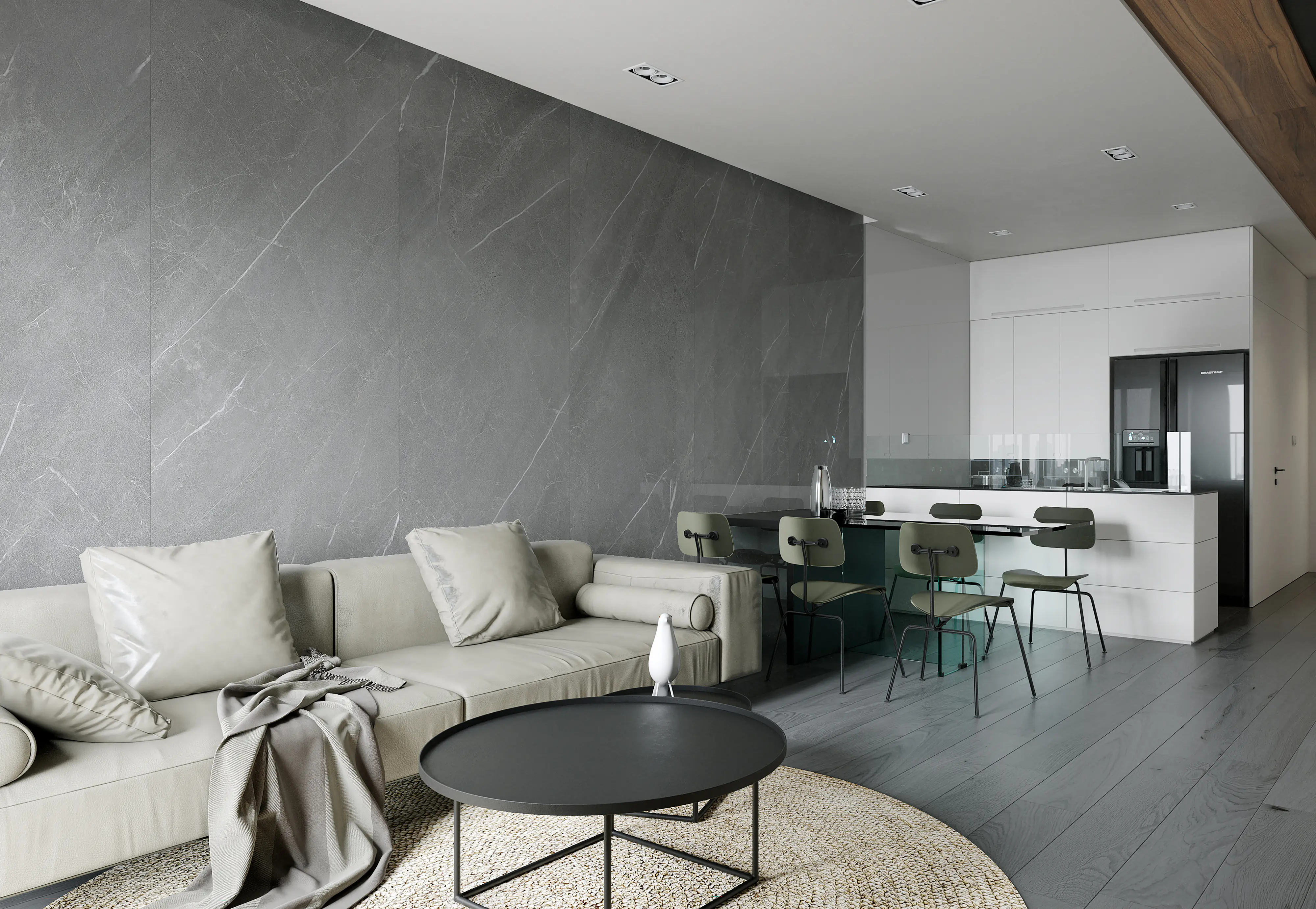 Decoflooring Wandpaneel Marmor 260 x 90 x 0,5 cm grau