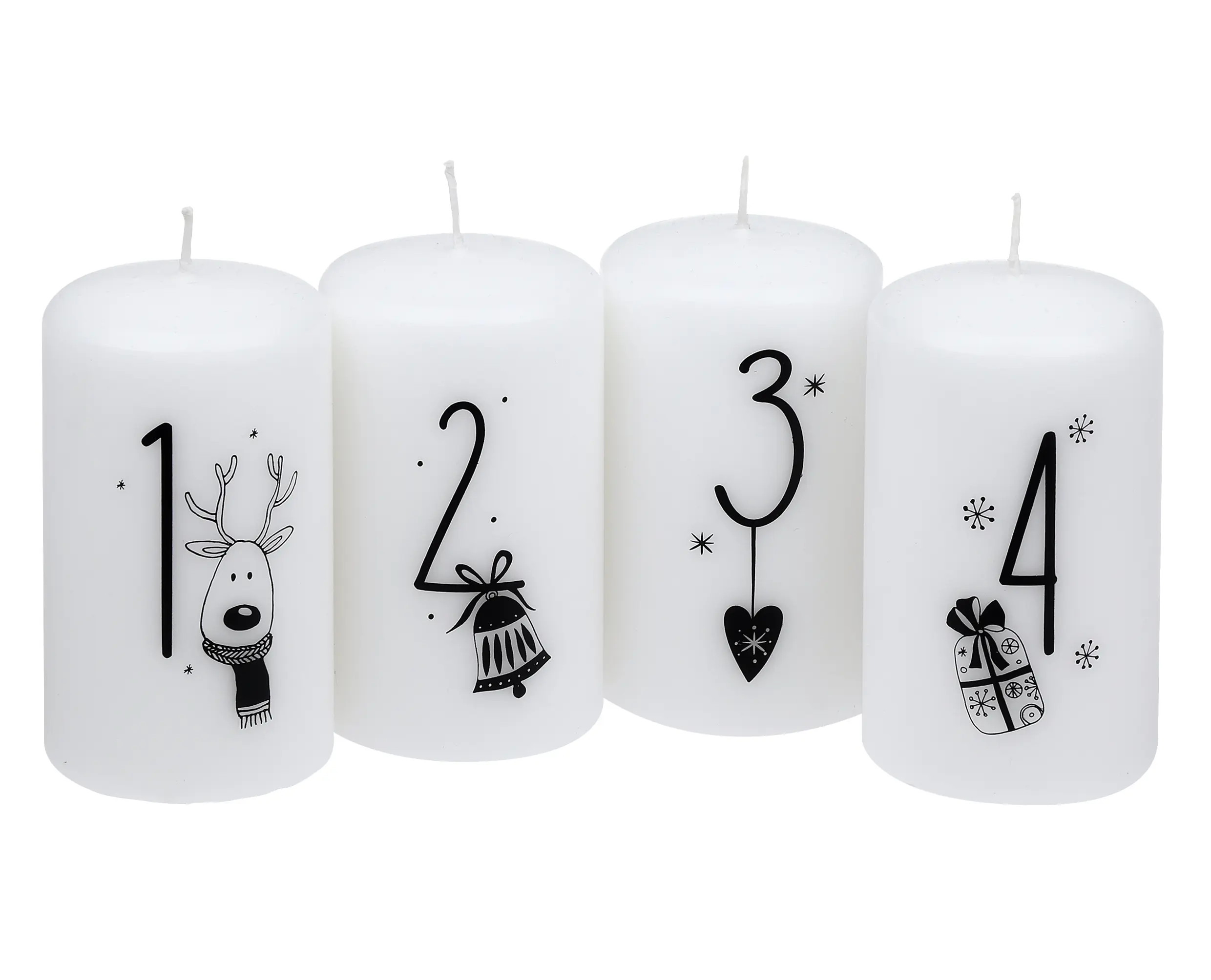 Steinhart Stumpenkerzen 1 - 4 Ø 5,7 x 10 cm 4er-Riegel weiß