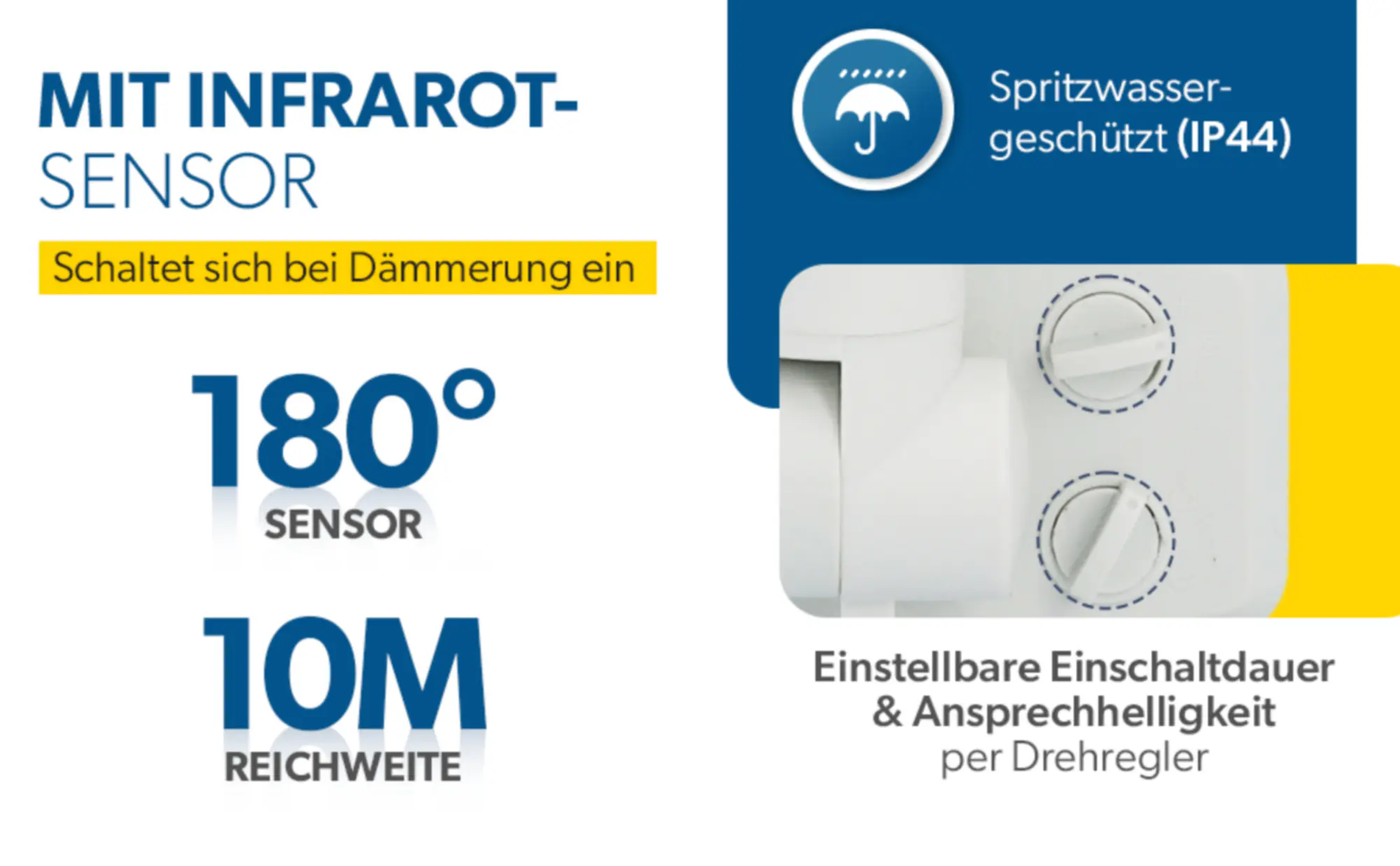 UniTec LED Strahler weiß mit Bewegungsmelder 21 W 2550 lm